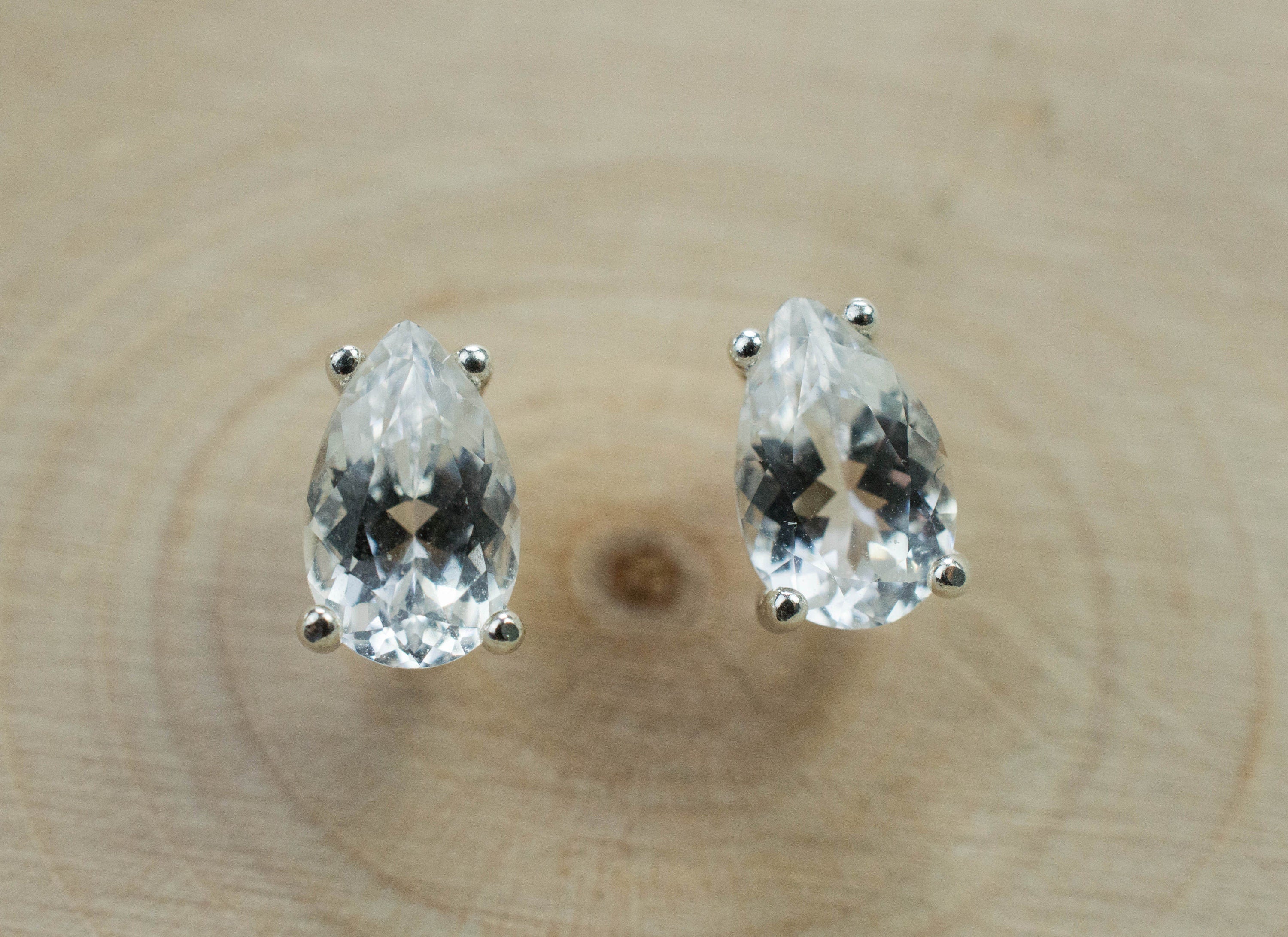 Goshenite Earrings; Natural Untreated Mozambique Platinum Beryl; 1.585cts