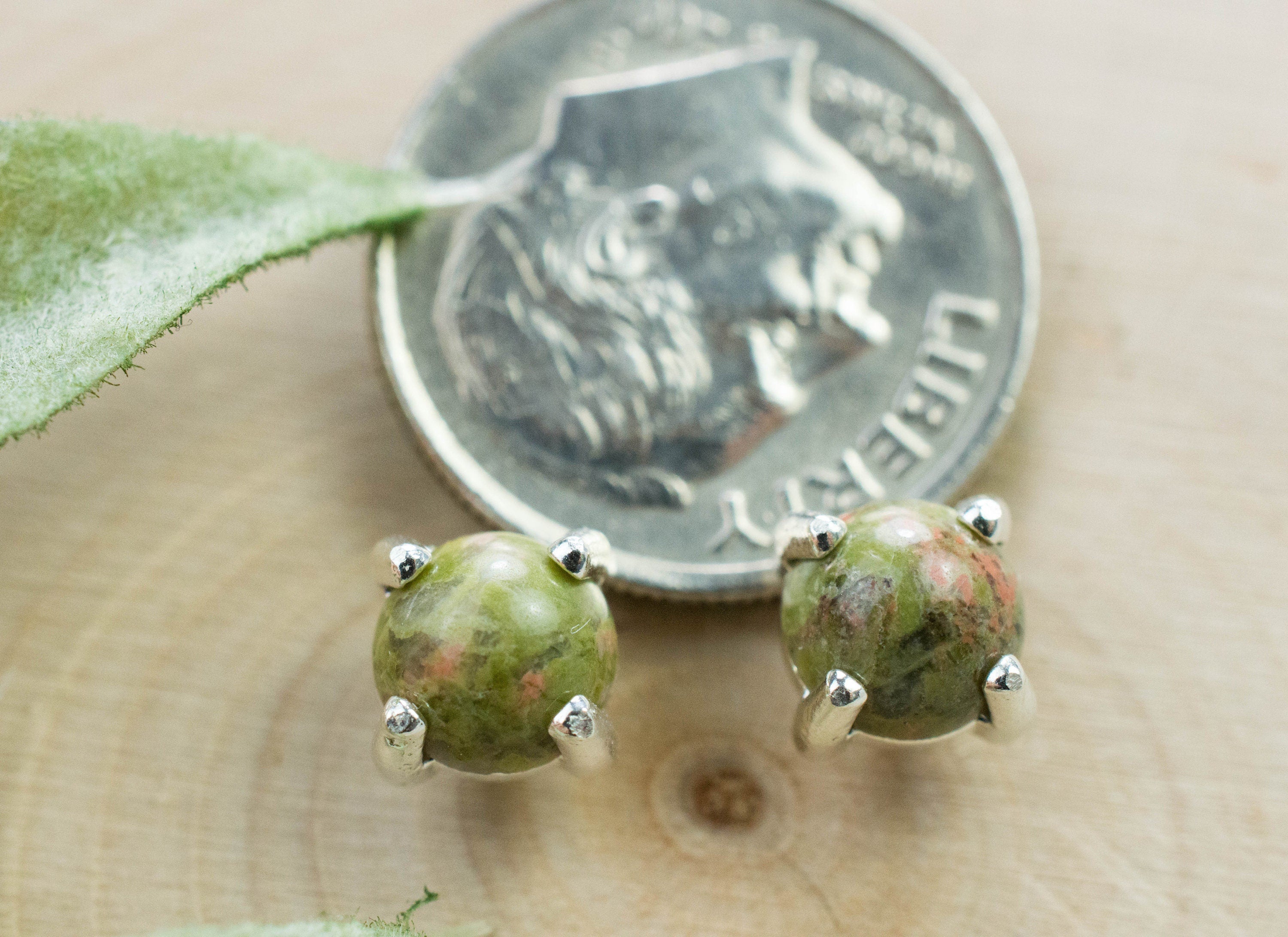 Unakite Earrings; Natural Untreated North Carolina Unakite; 1.545cts