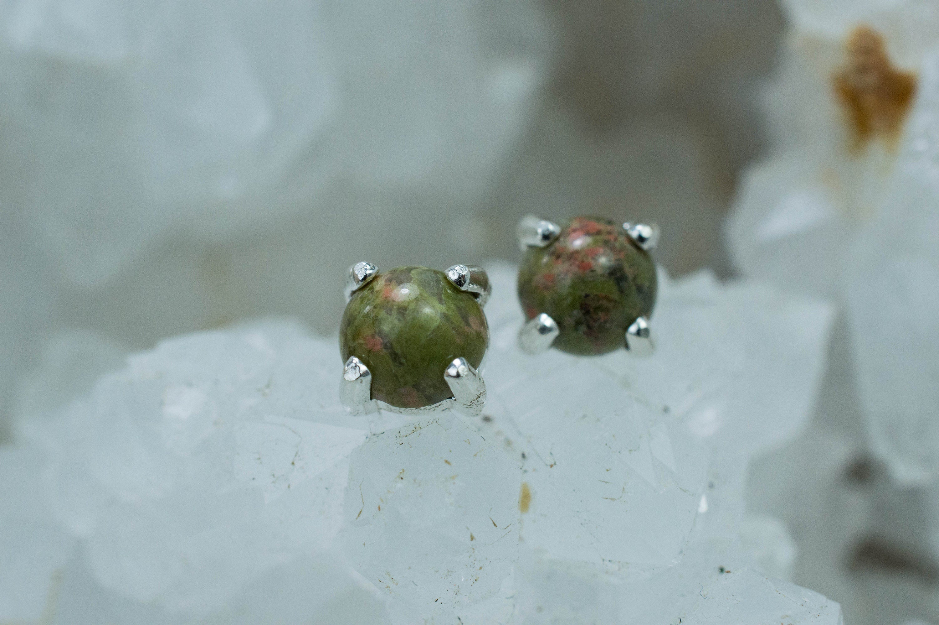 Unakite Earrings; Natural Untreated North Carolina Unakite; 1.545cts