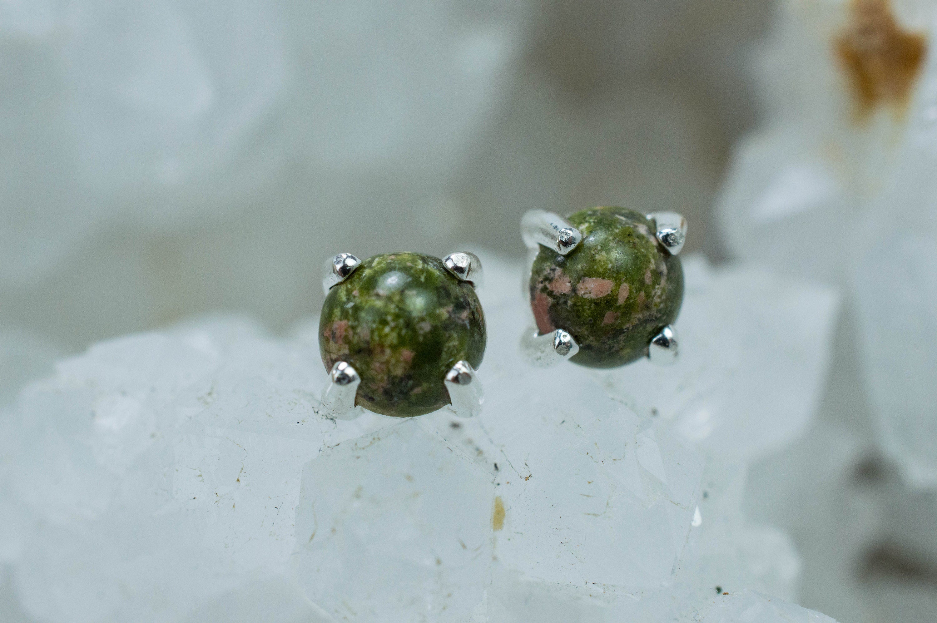 Unakite Earrings; Natural Untreated North Carolina Unakite; 1.635cts