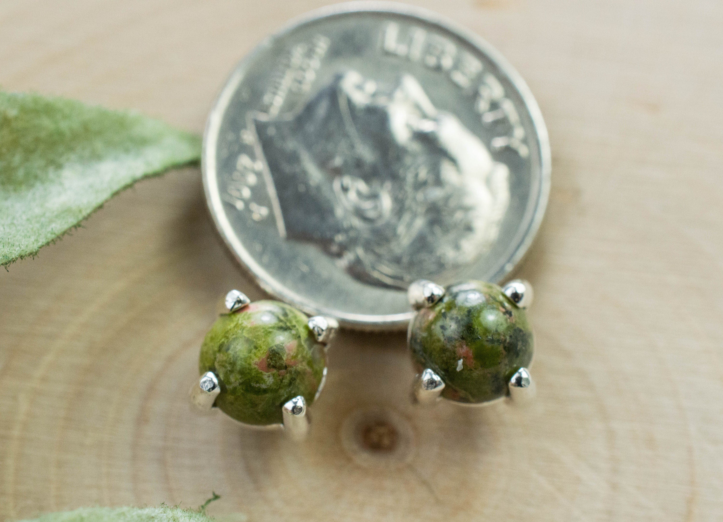 Unakite Earrings; Natural Untreated North Carolina Unakite; 1.675cts