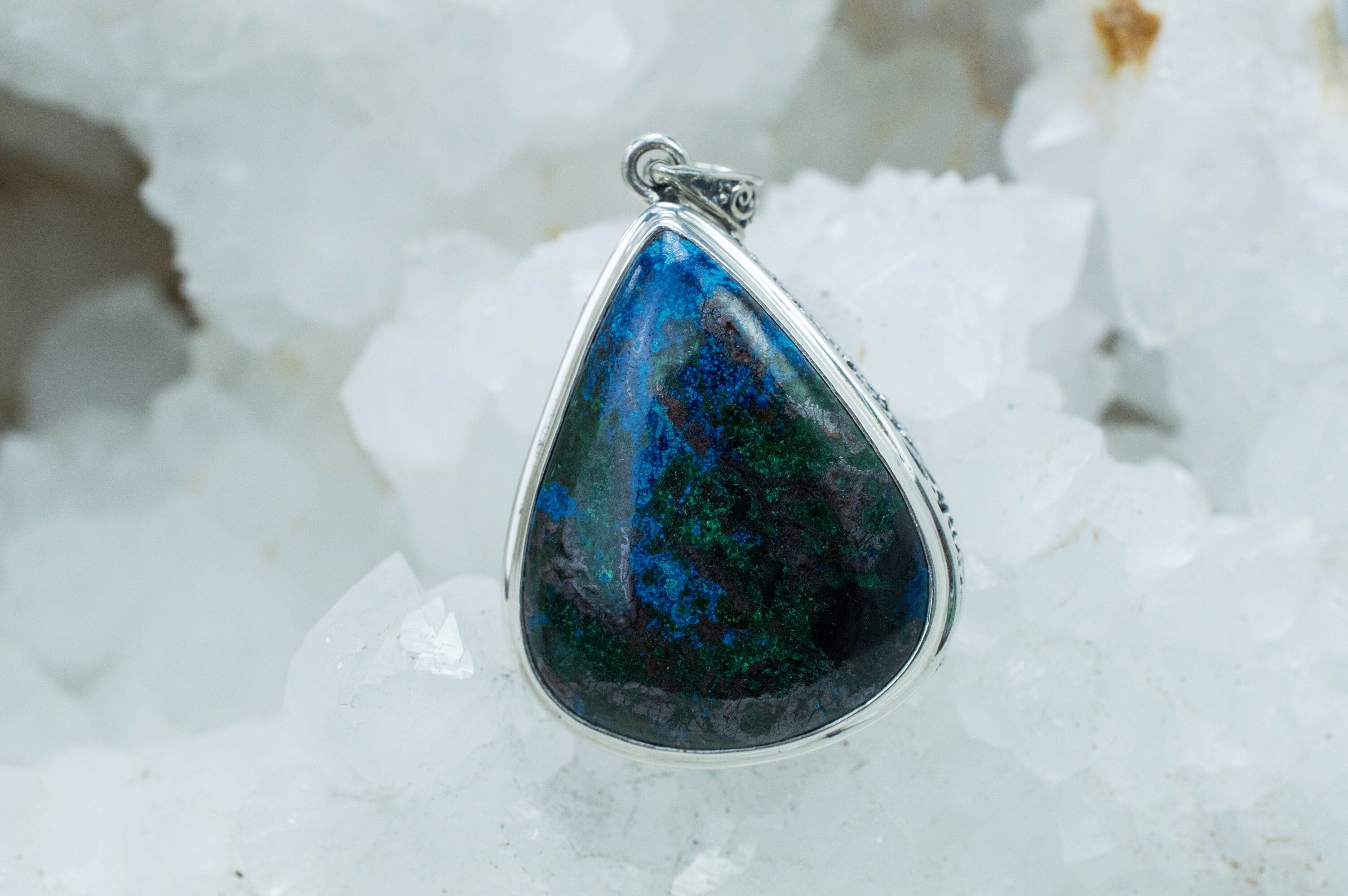 Azurite Malachite Pendant; Natural Untreated Arizona Azurmalachite