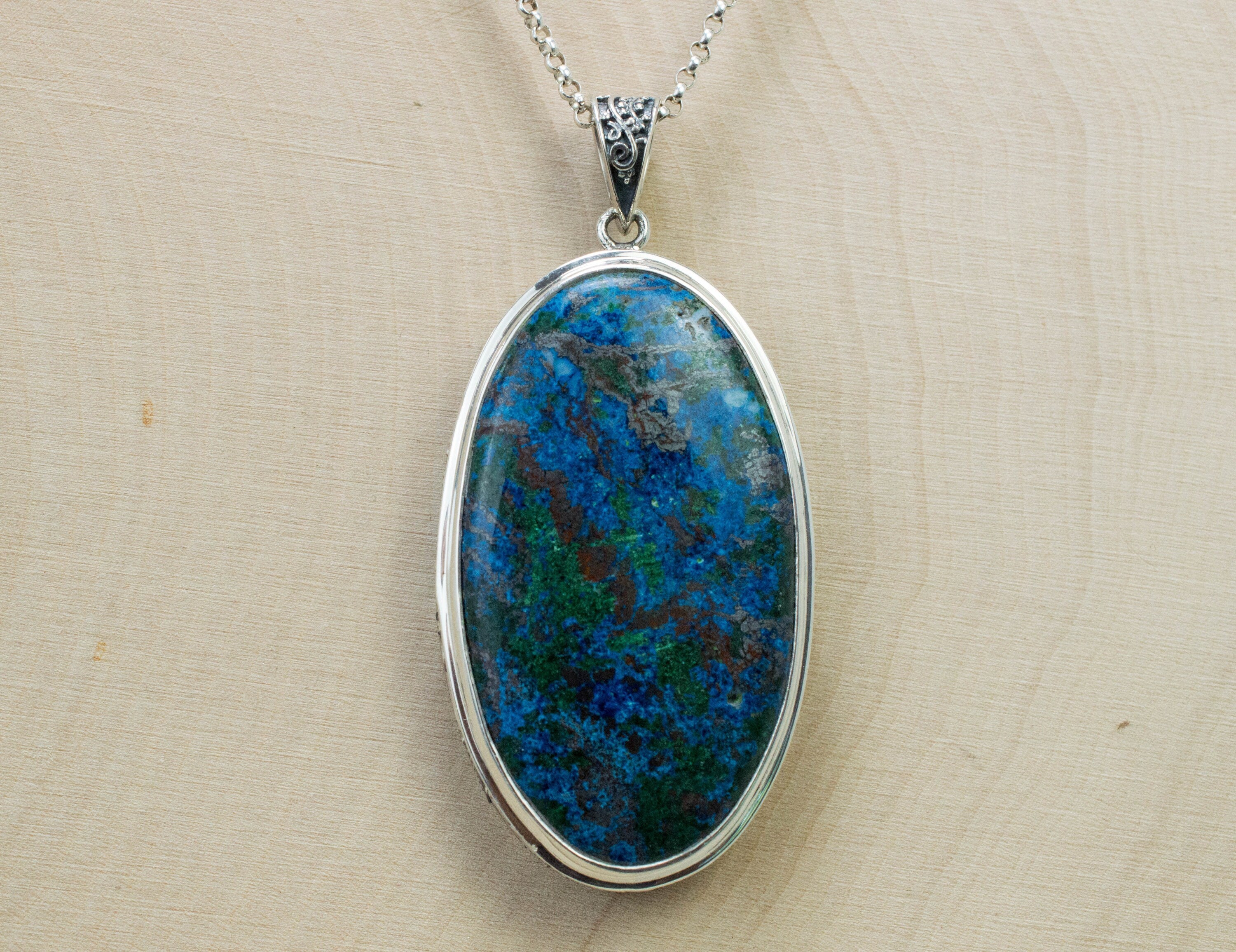 Azurite Malachite Pendant; Genuine Untreated Arizona Azurmalachite