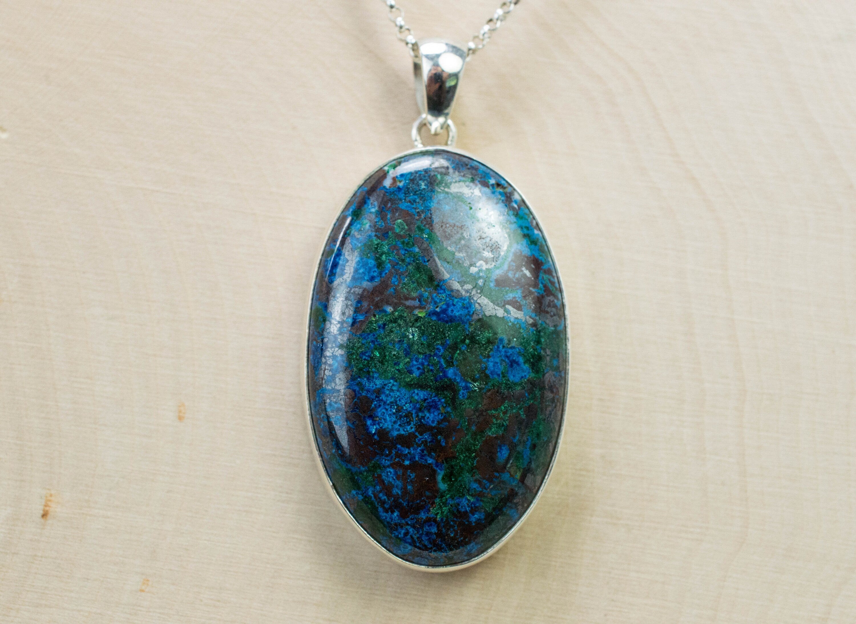 Azurite Malachite Pendant; Natural and Untreated Arizona Azurmalachite