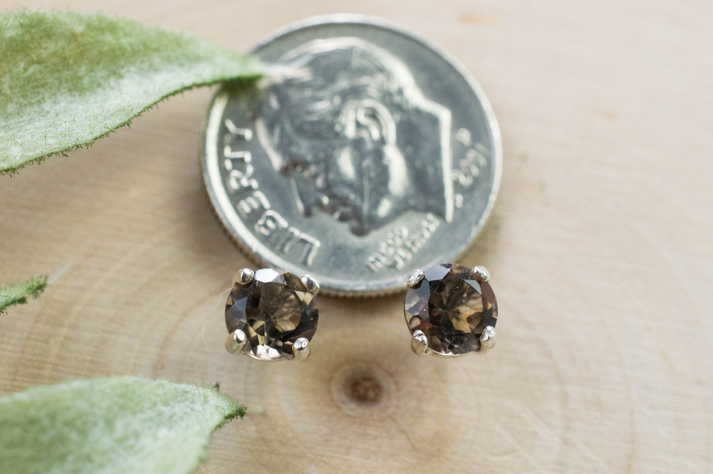 Smoky Quartz Earrings; Natural Untreated USA Quartz; 0.840cts