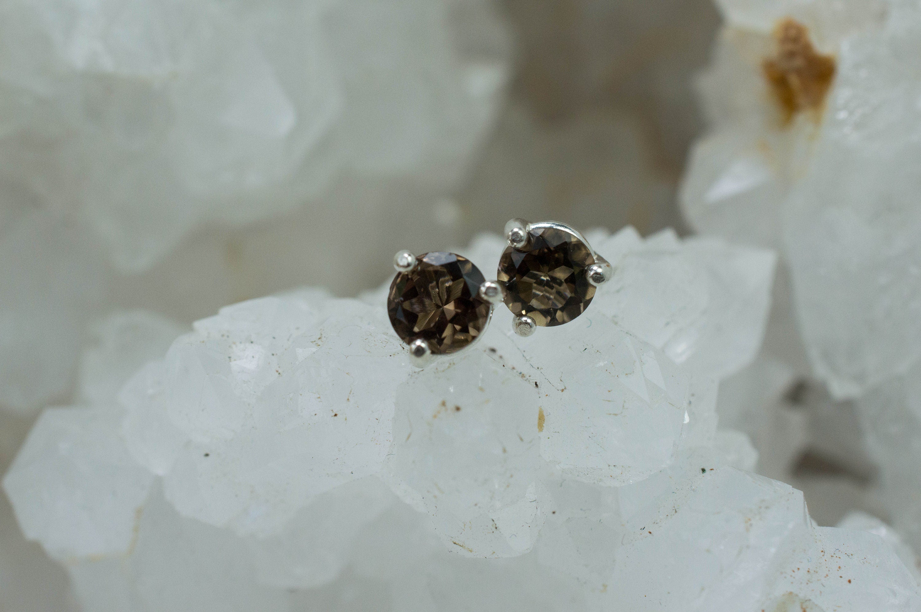 Smoky Quartz Earrings; Natural Untreated USA Quartz; 0.850cts