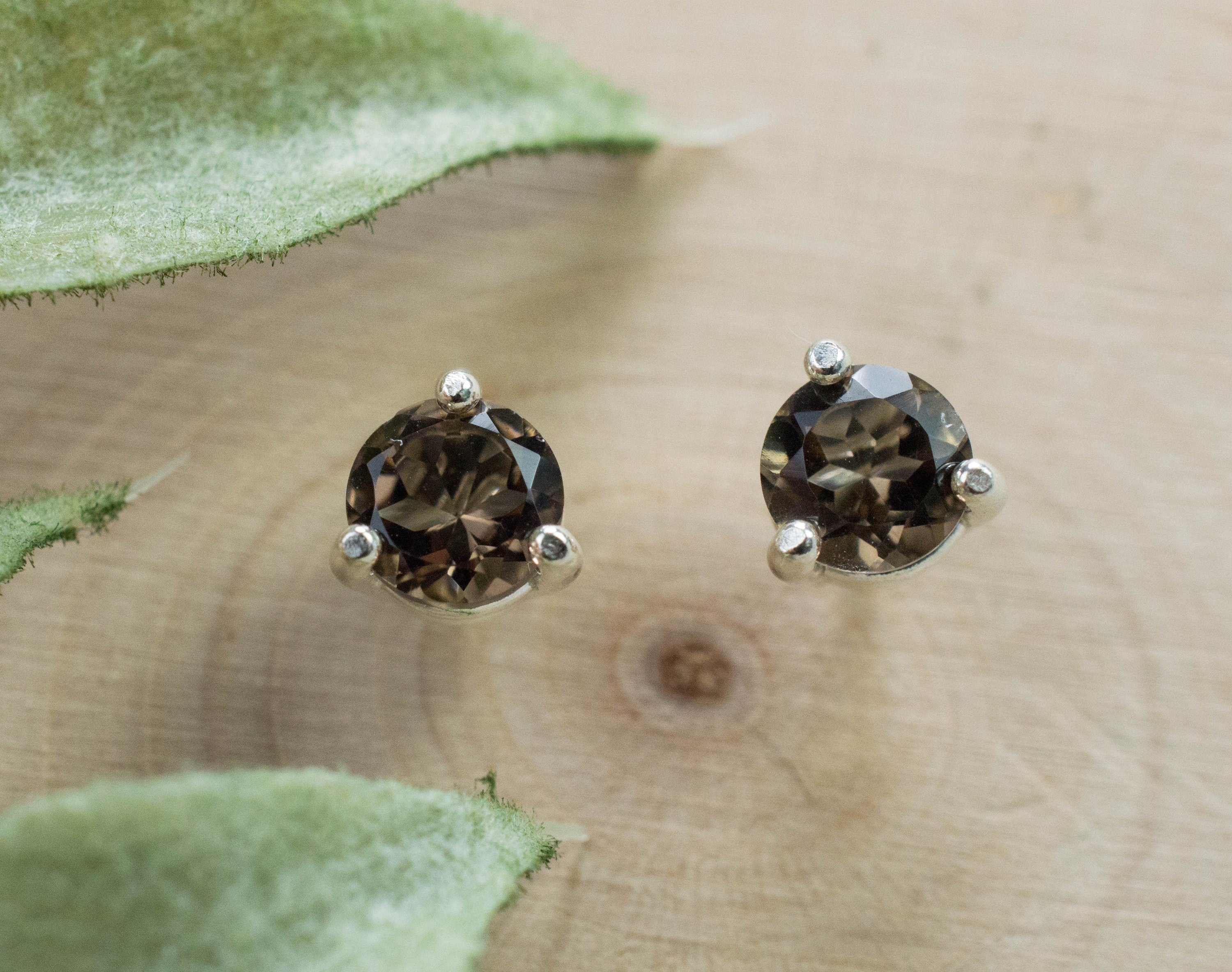 Smoky Quartz Earrings; Natural Untreated USA Quartz; 0.850cts