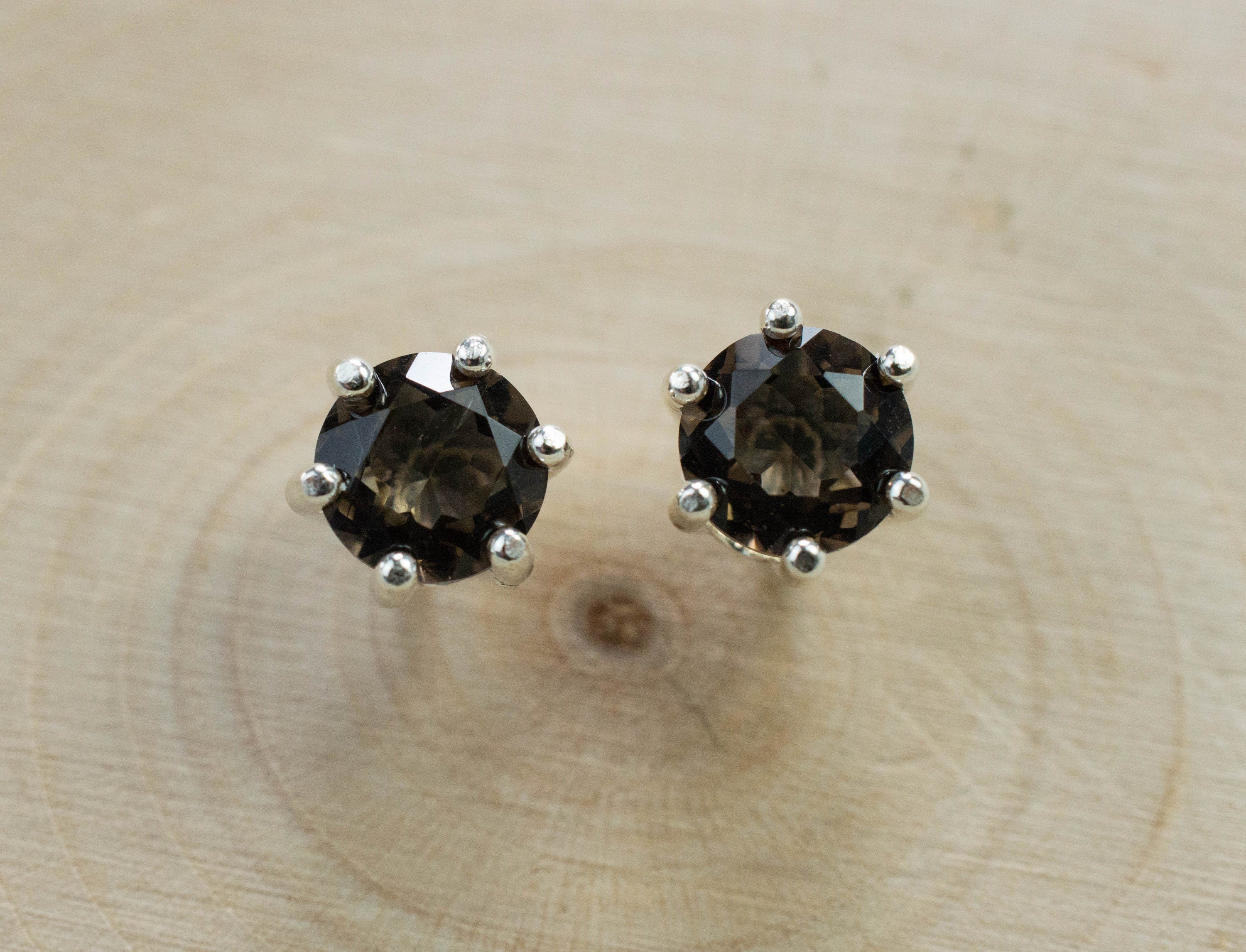 Smoky Quartz Earrings; Genuine Untreated USA Quartz; 1.535cts