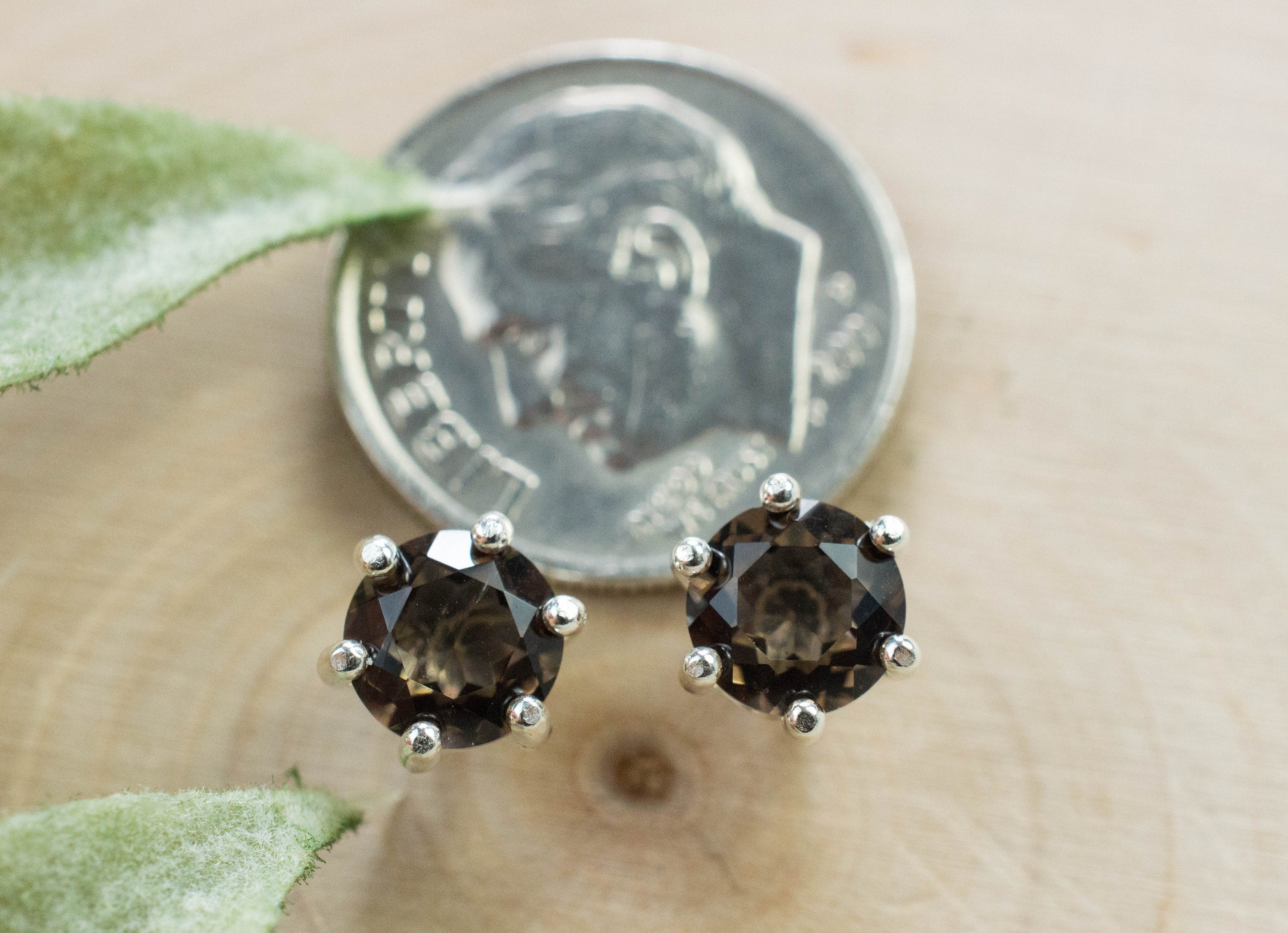 Smoky Quartz Earrings; Genuine Untreated USA Quartz; 1.535cts