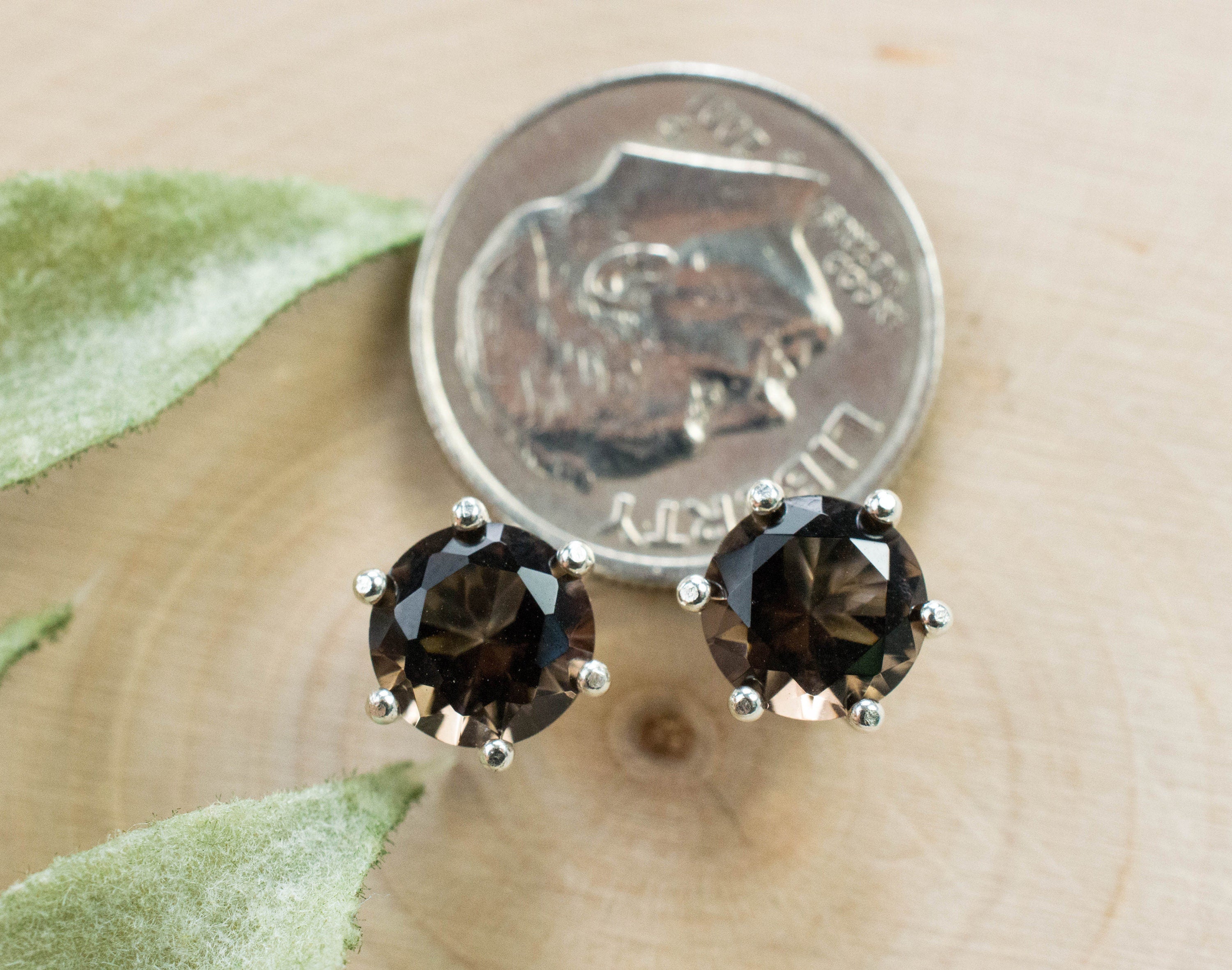 Smoky Quartz Earrings; Genuine Untreated USA Quartz; 2.200cts