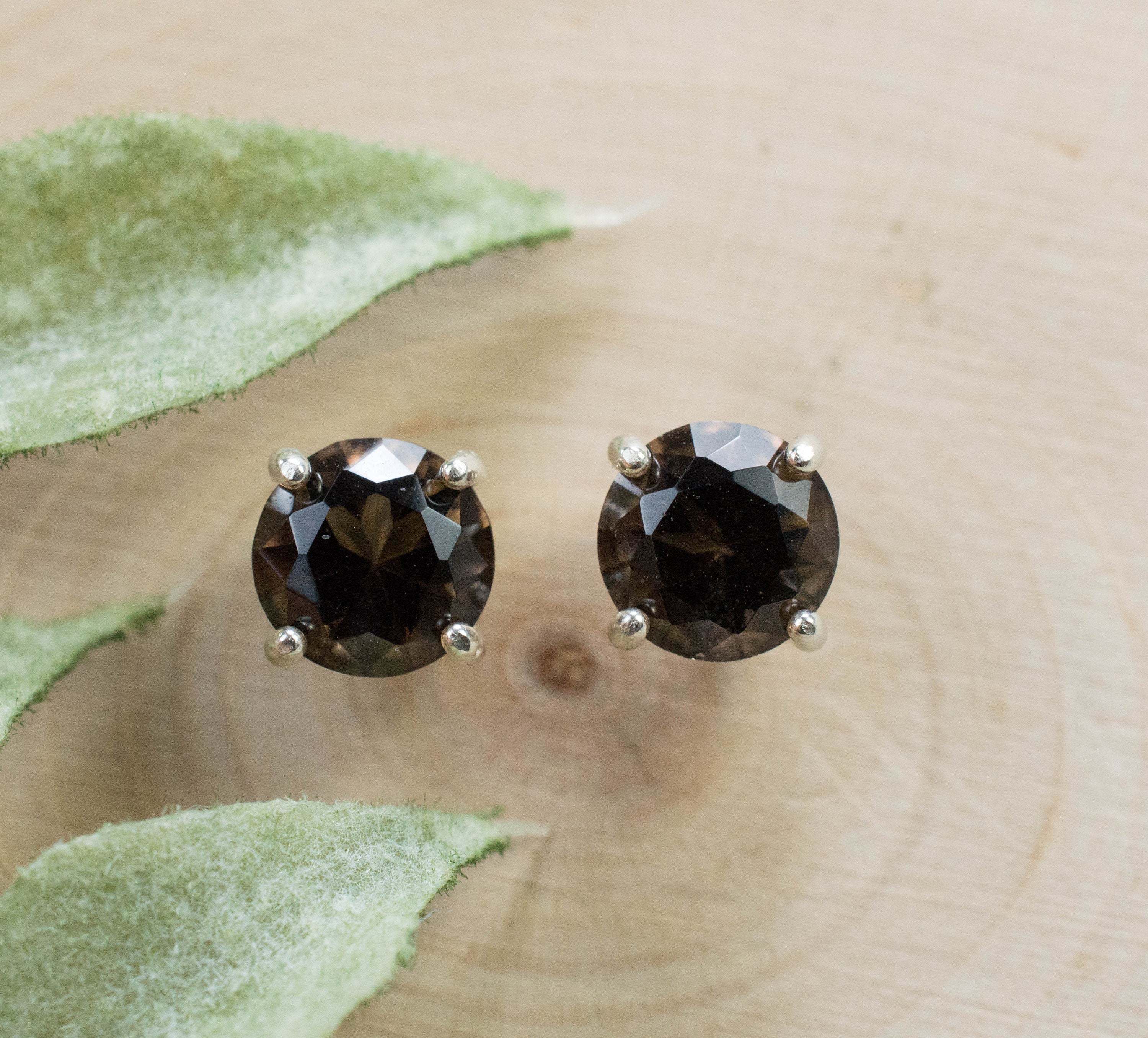 Smoky Quartz Earrings; Genuine Untreated USA Quartz; 2.280cts