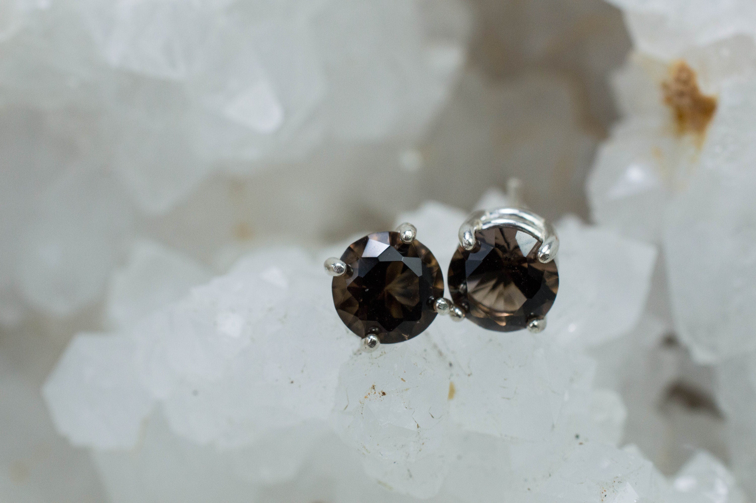 Smoky Quartz Earrings; Genuine Untreated USA Quartz; 2.280cts