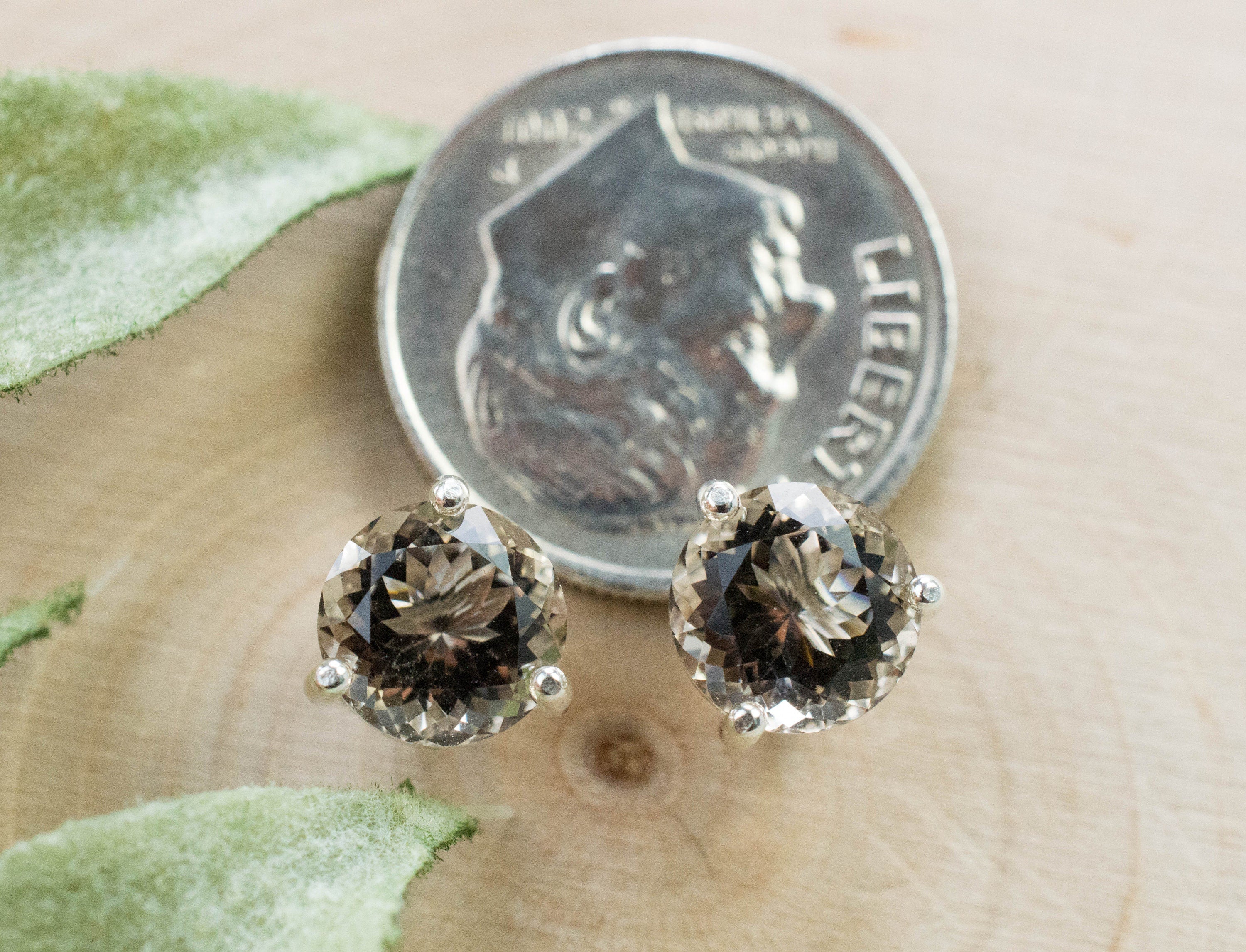 Smoky Quartz Earrings; Genuine Untreated USA Quartz; 2.465cts