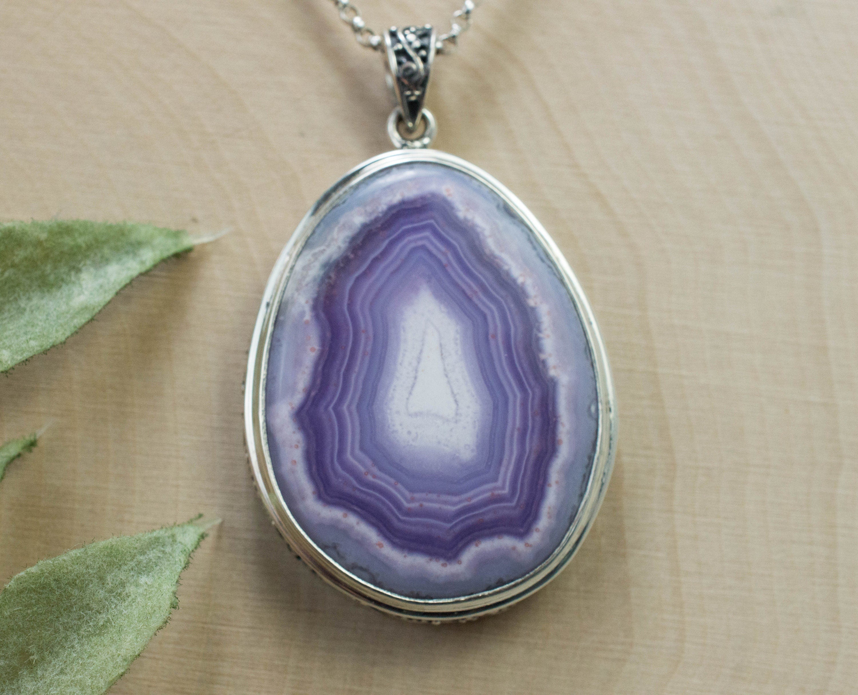 Parcelas Agate Pendant; Natural Untreated Mexican Agate