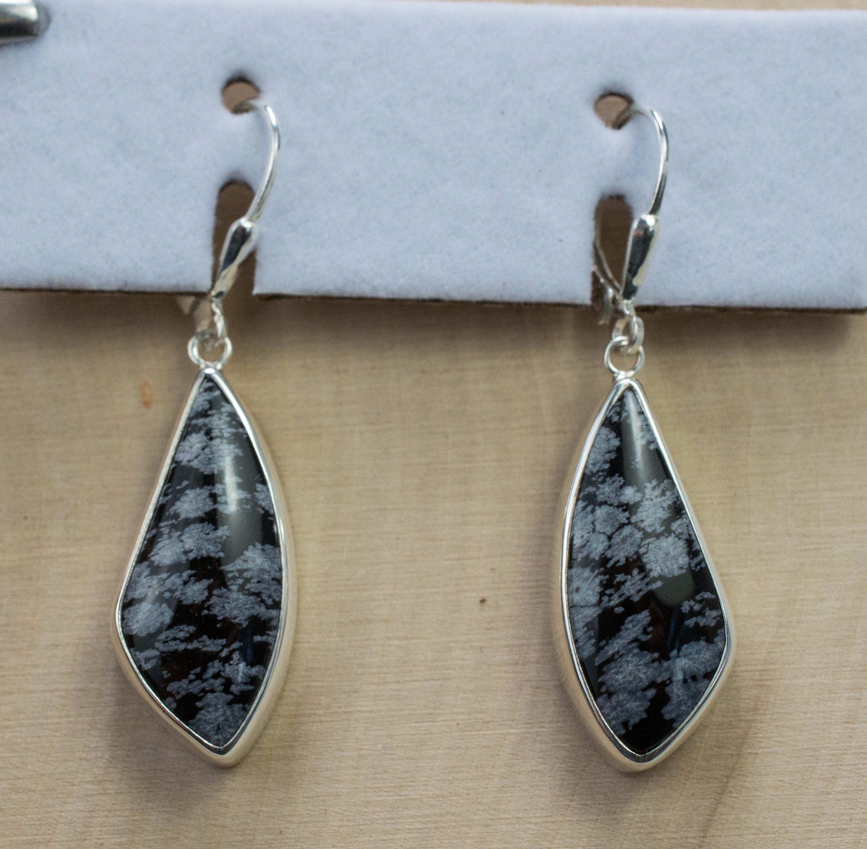 Snowflake Obsidian Earrings; Natural Untreated Utah Obsidian