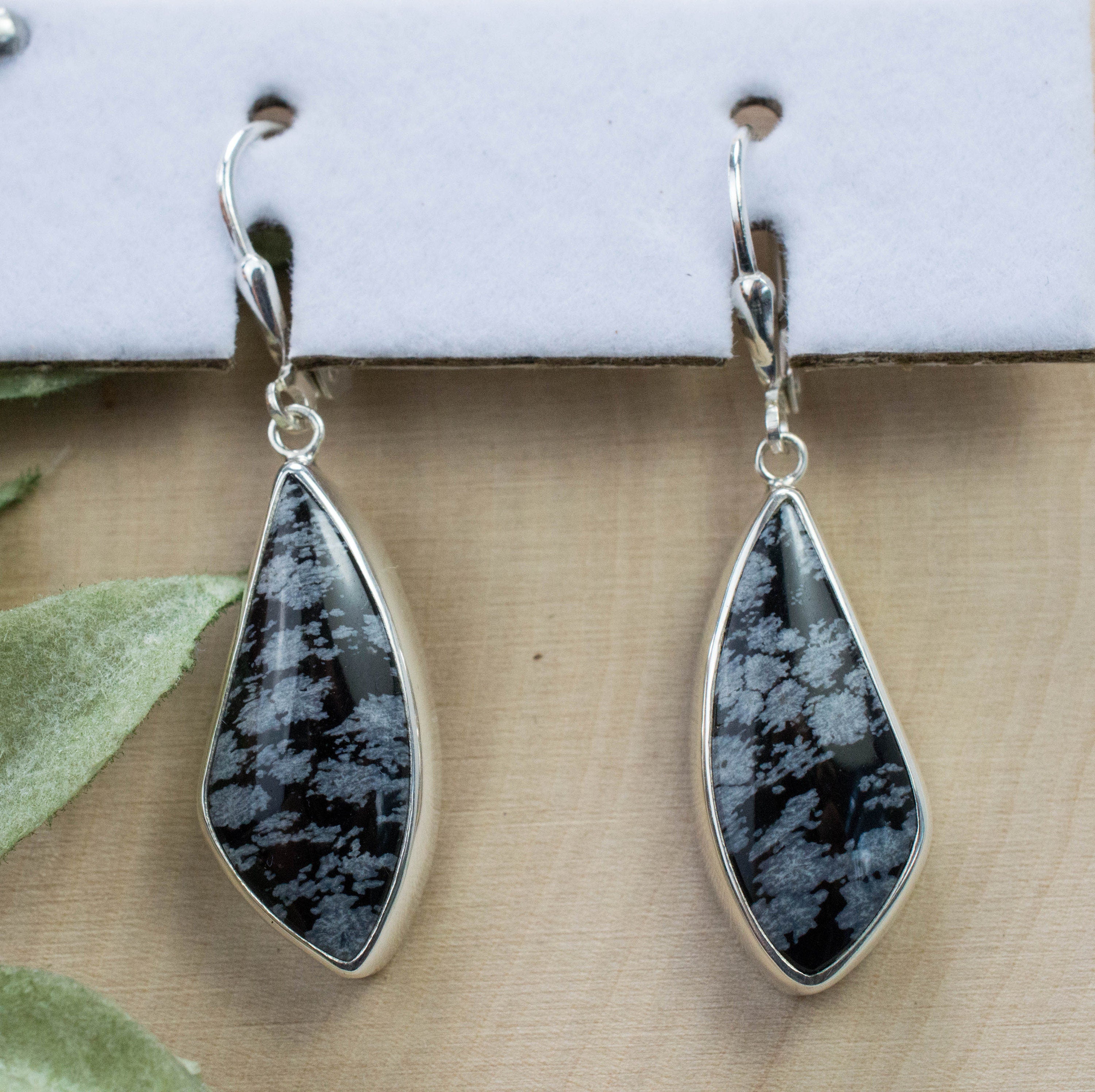 Snowflake Obsidian Earrings; Natural Untreated Utah Obsidian