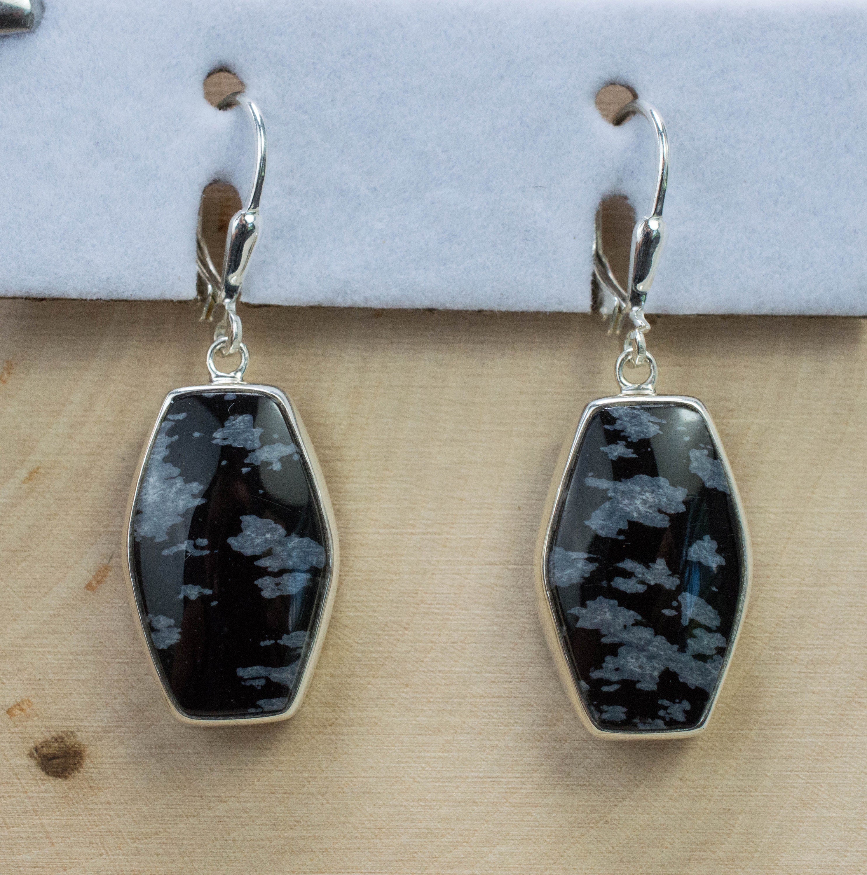 Snowflake Obsidian Earrings; Natural and Untreated Utah Obsidian