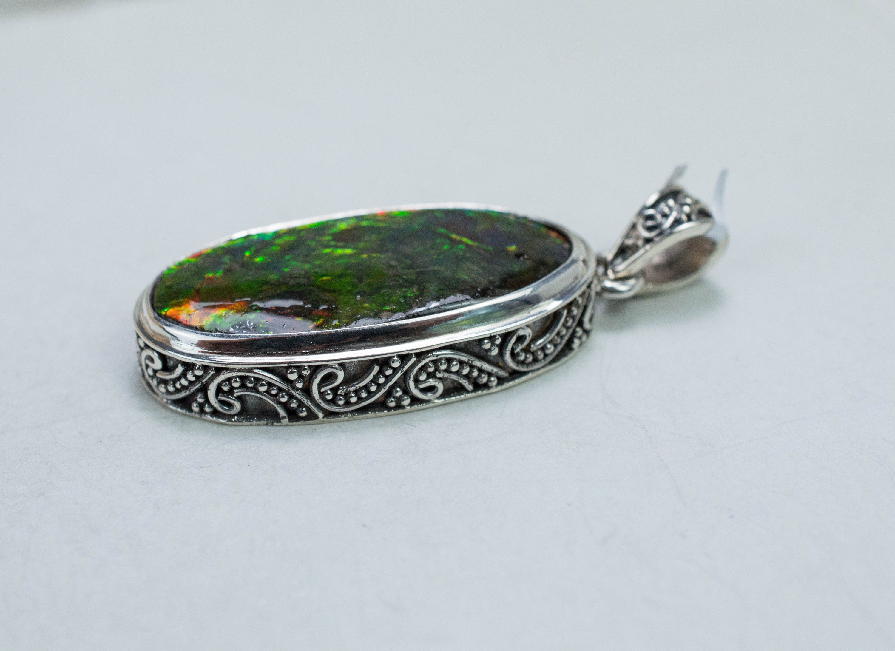 Ammolite Pendant; Natural Canada Ammolite; 27mm x 14mm