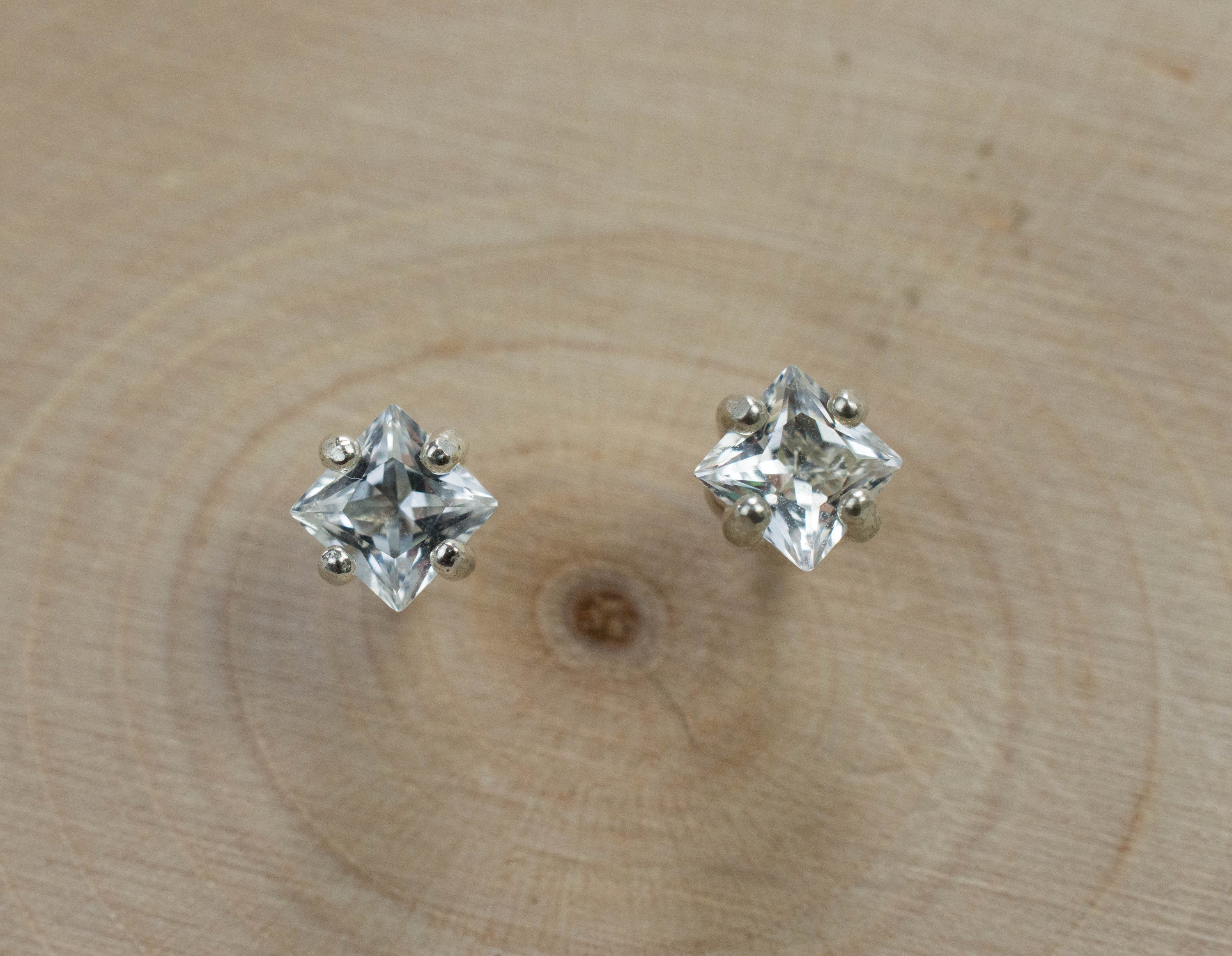 Silver Topaz Earrings; Genuine Untreated Brazil Topaz; 0.795cts