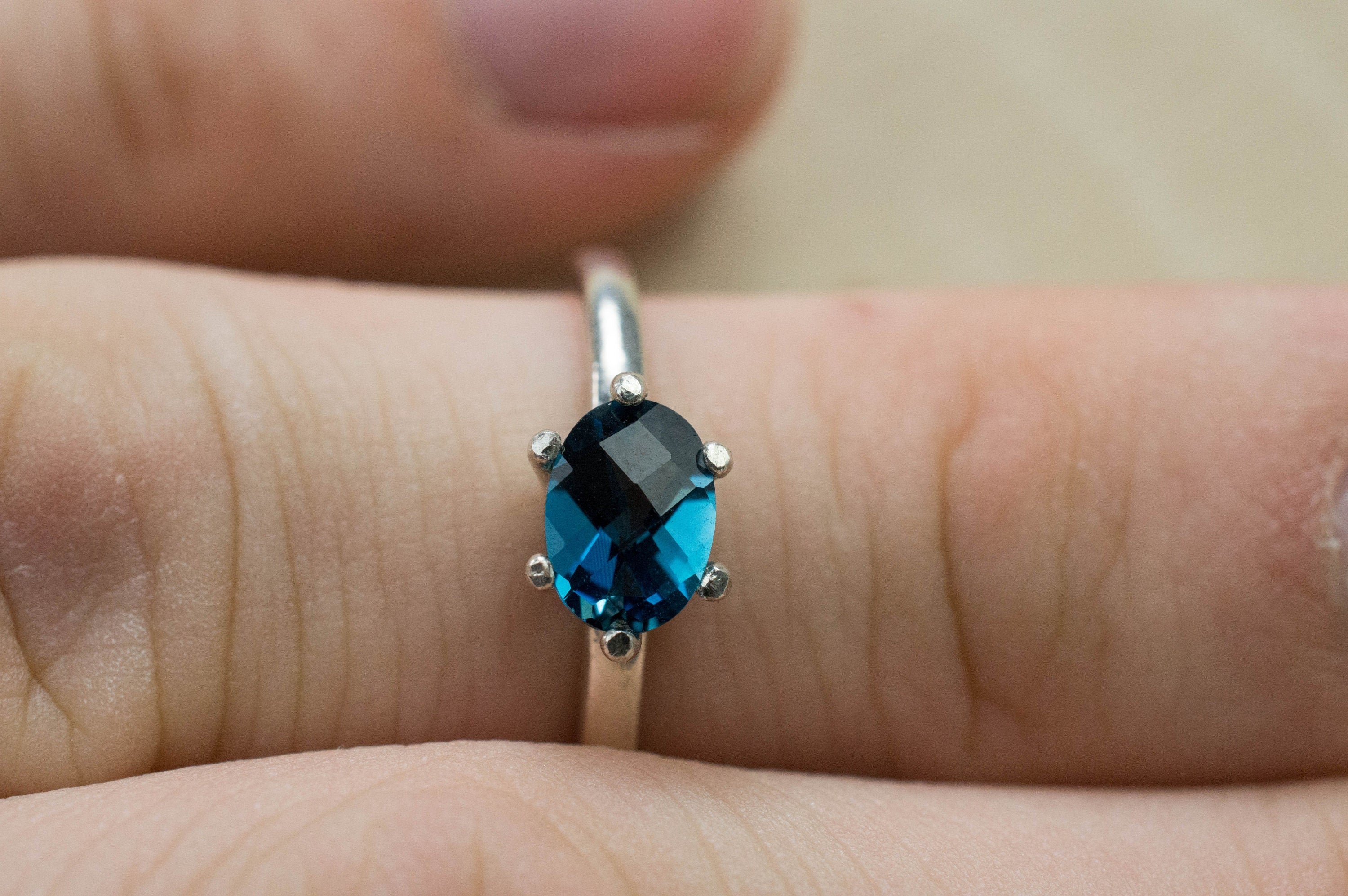 London Blue Topaz Ring, Genuine Brazil Topaz; 0.935cts