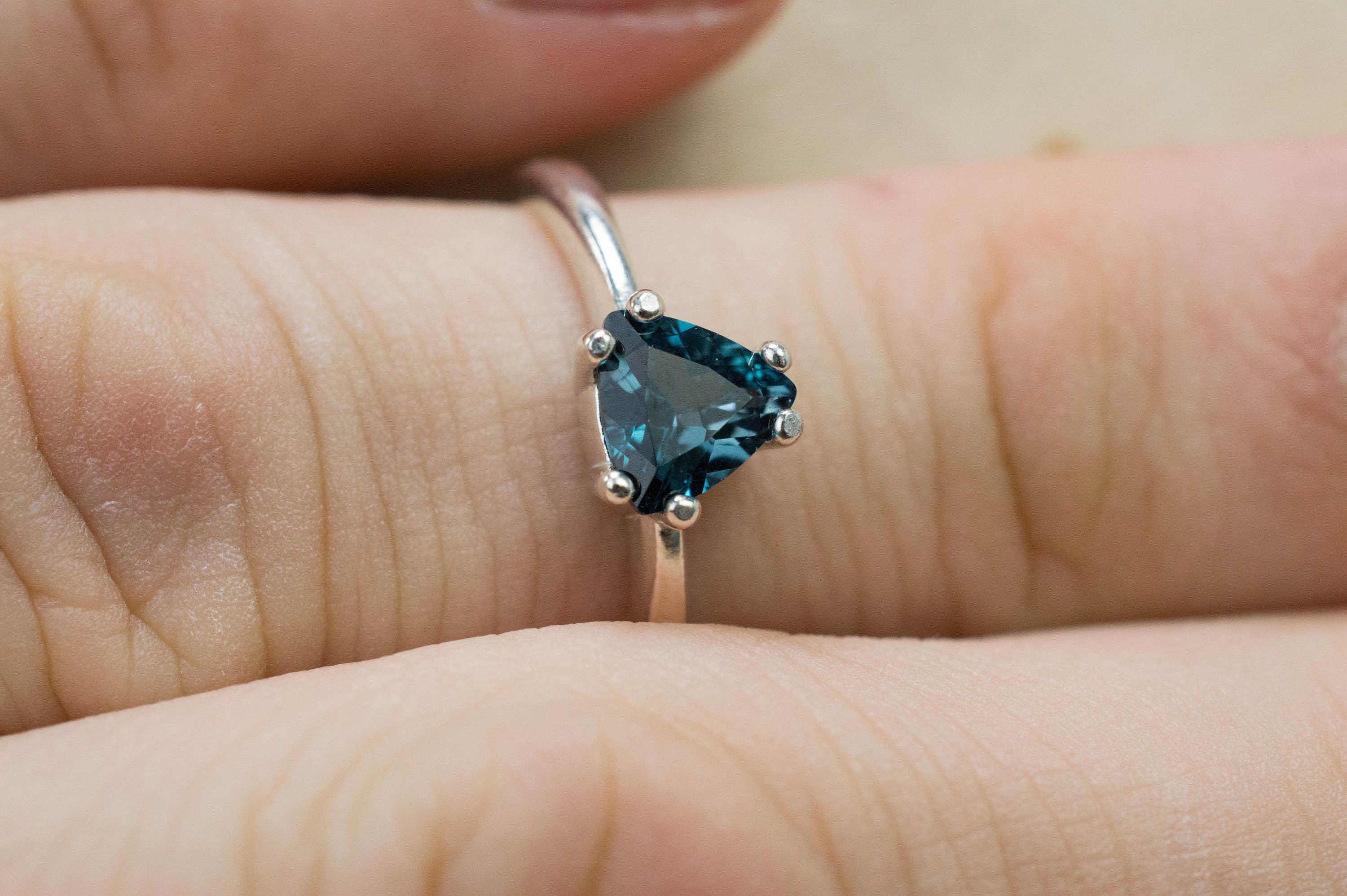 London Blue Topaz Ring, Genuine Brazil Topaz; 0.775cts