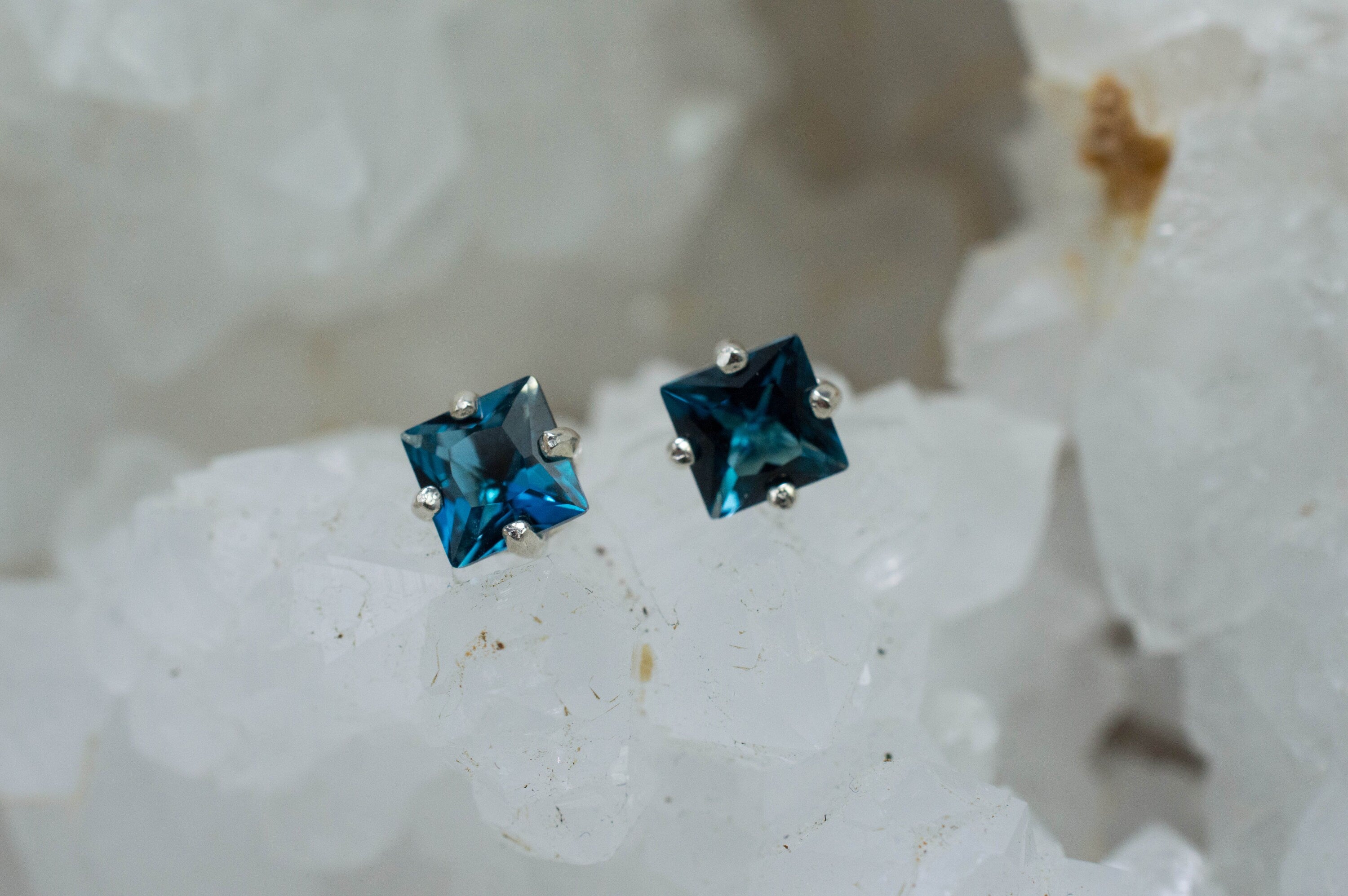 London Blue Topaz Earrings; Genuine Brazilian Topaz; 1.395cts