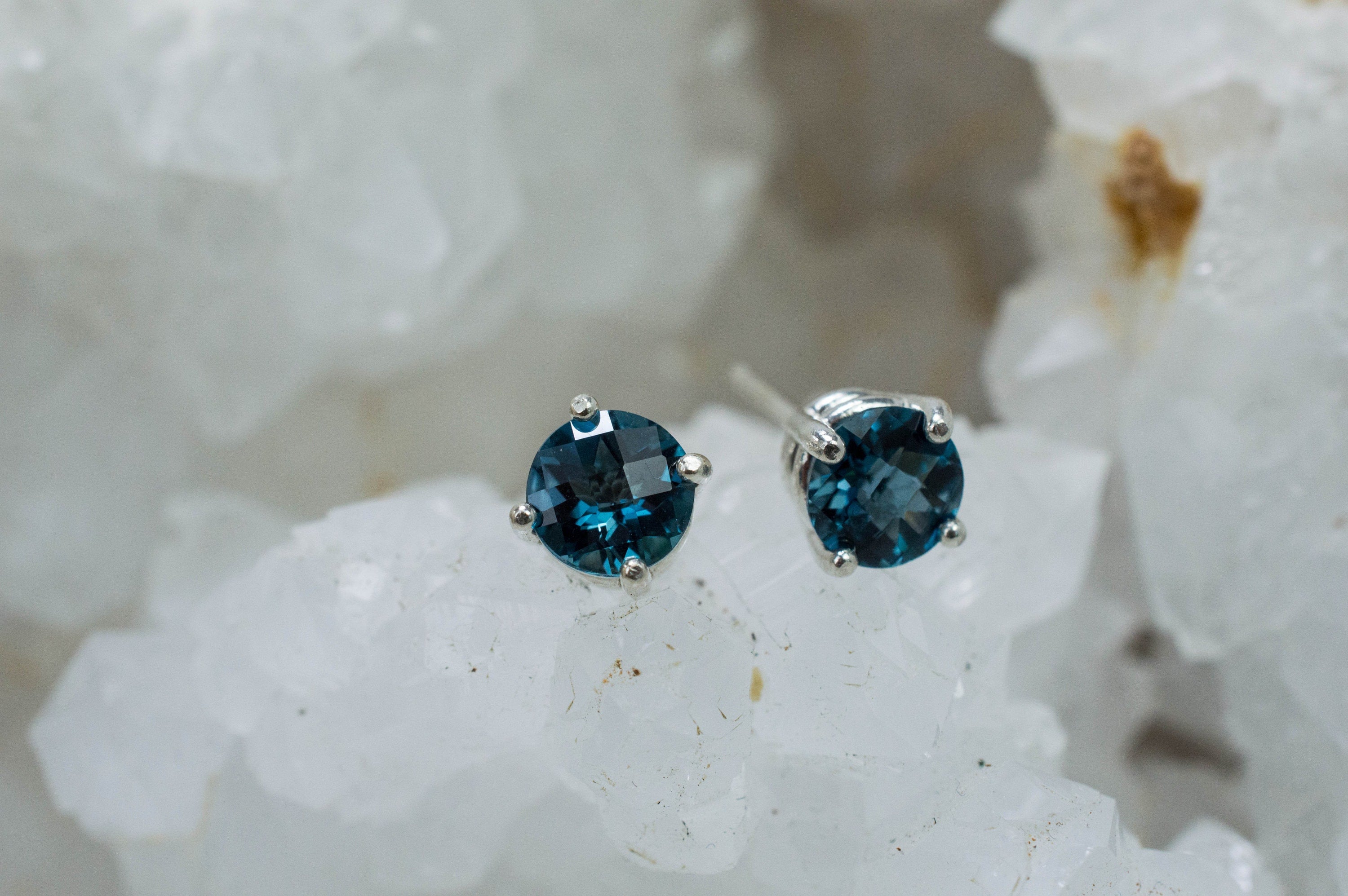 London Blue Topaz Earrings; Genuine Brazilian Topaz; 1.770cts