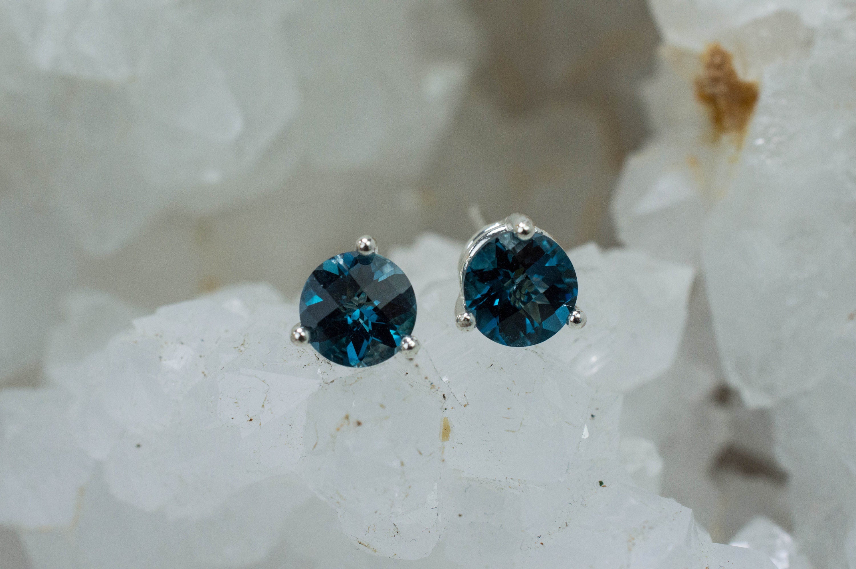 London Blue Topaz Earrings; Genuine Brazilian Topaz; 1.975cts