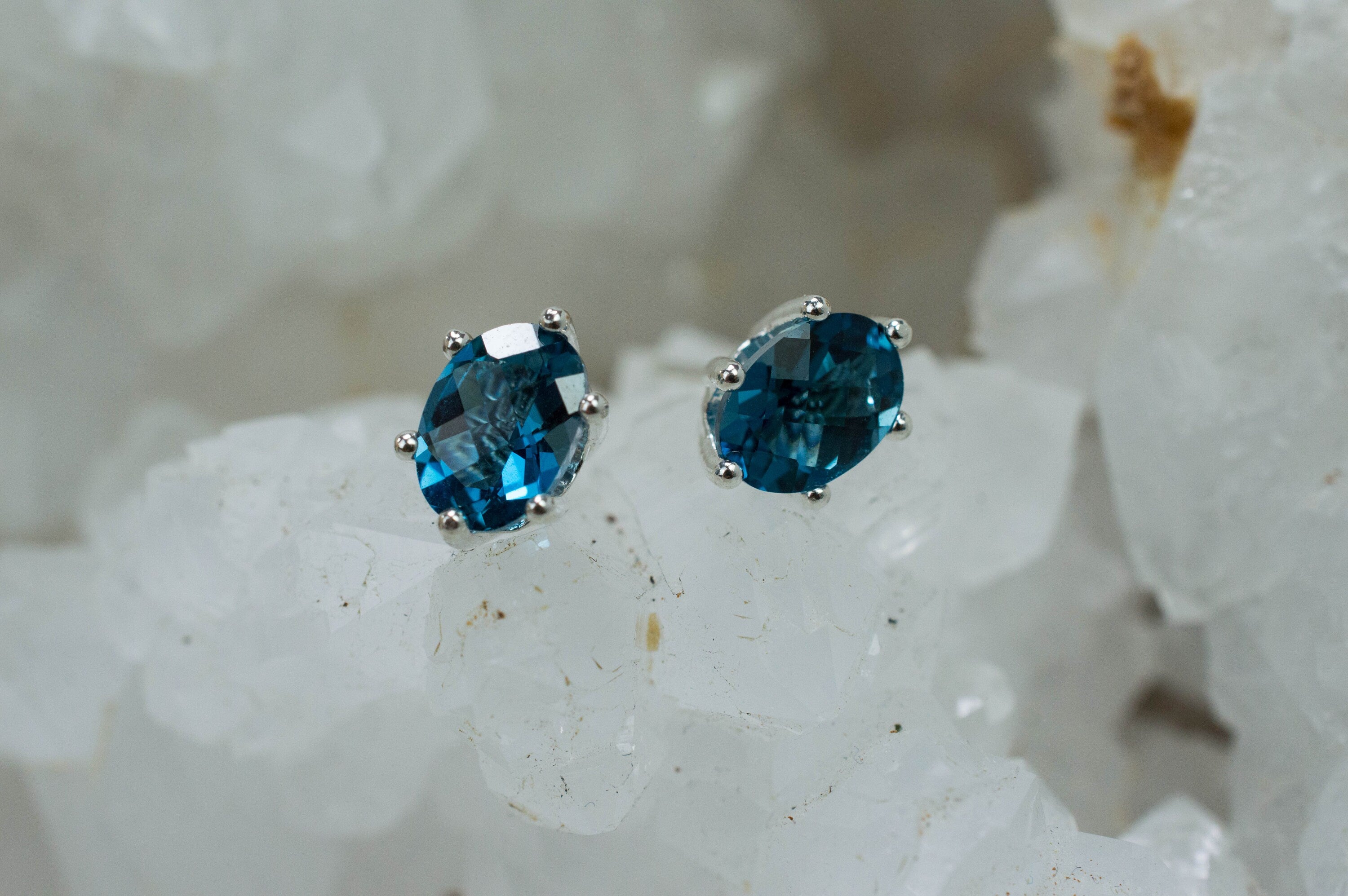 London Blue Topaz Earrings; Genuine Brazilian Topaz; 1.885cts