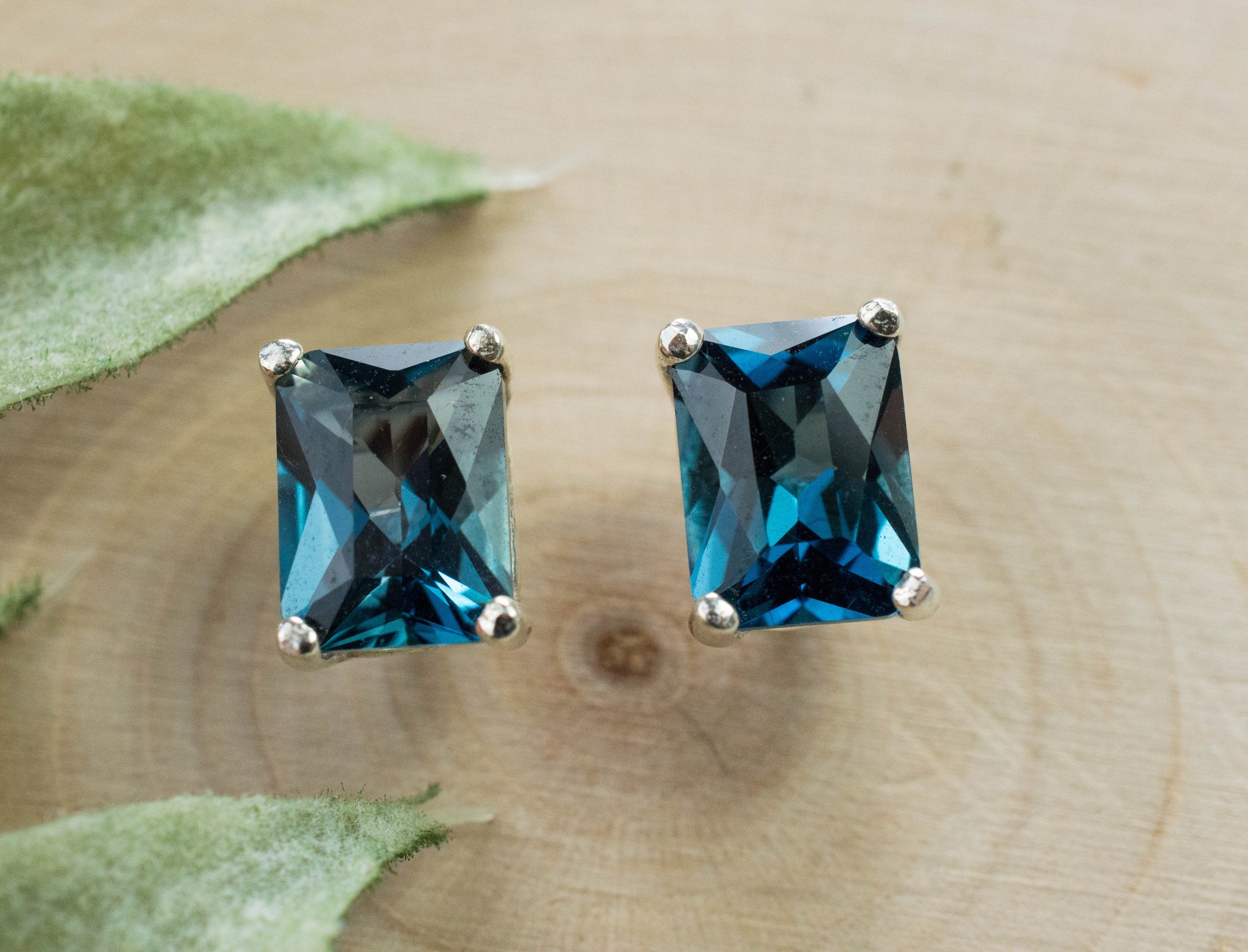 London Blue Topaz Earrings; Genuine Brazilian Topaz; 3.685cts