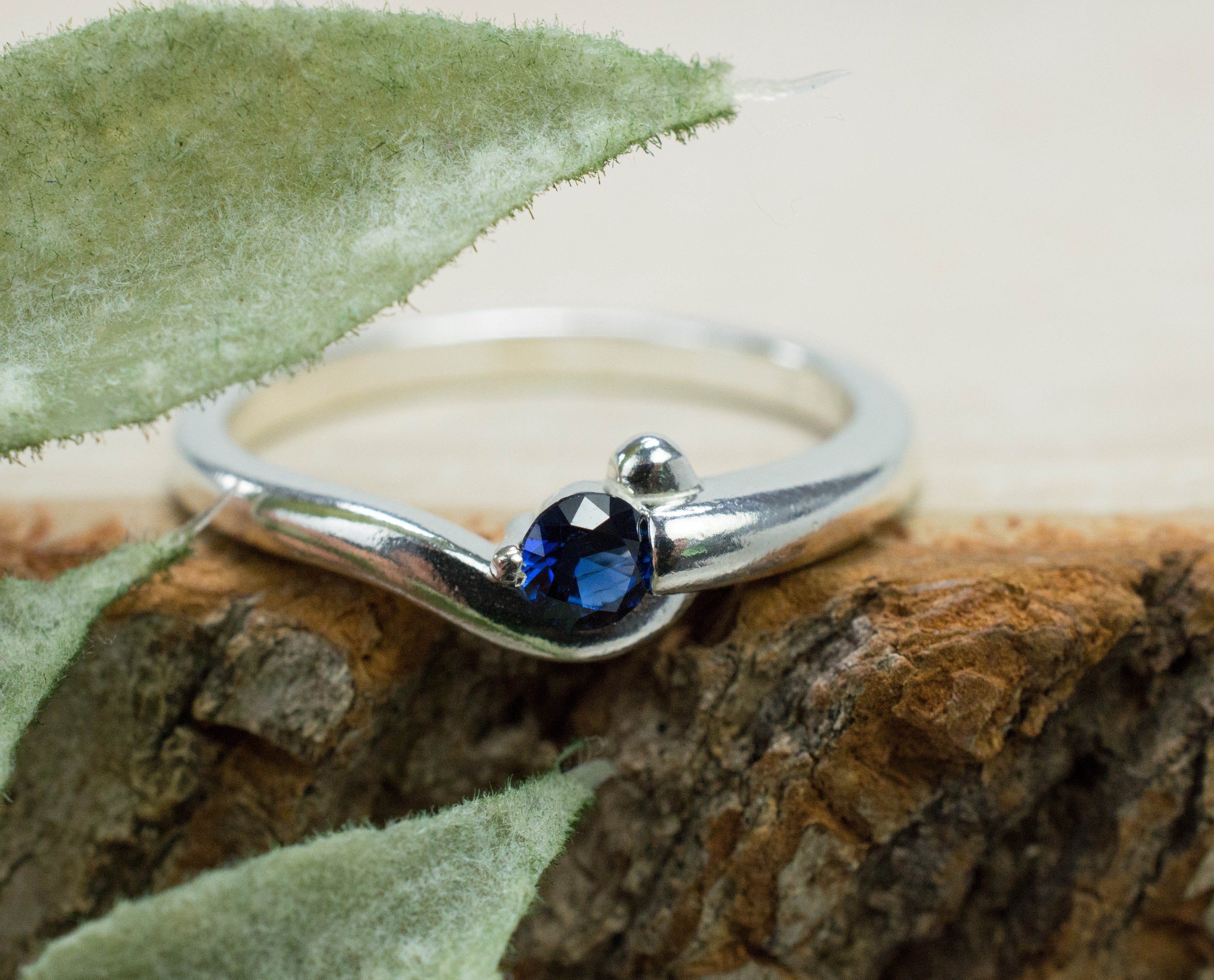 Blue Sapphire Ring, Genuine Untreated Tanzania Sapphire; 0.185cts