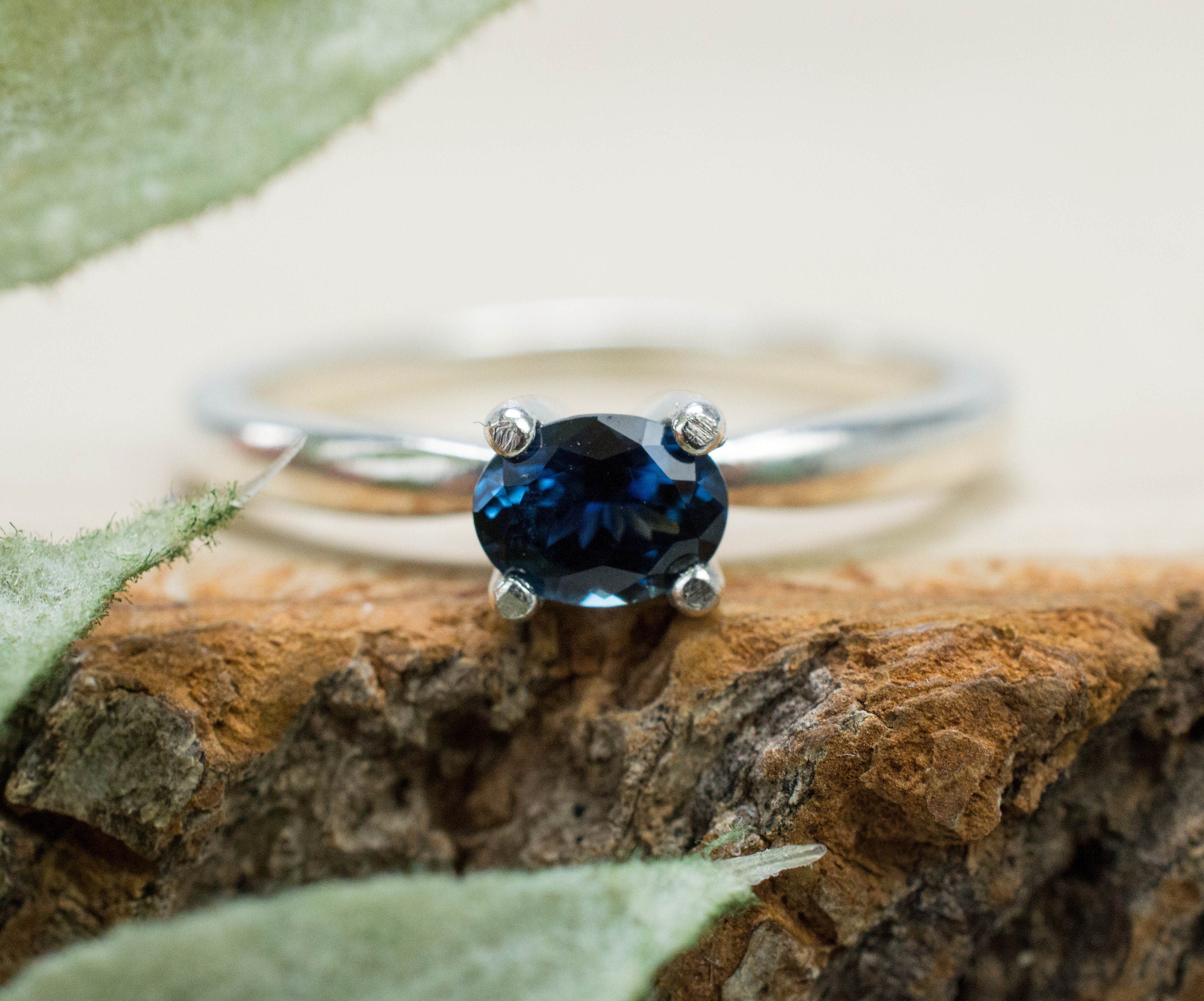 Blue Sapphire Ring, Genuine Untreated Tanzania Sapphire; 0.450cts