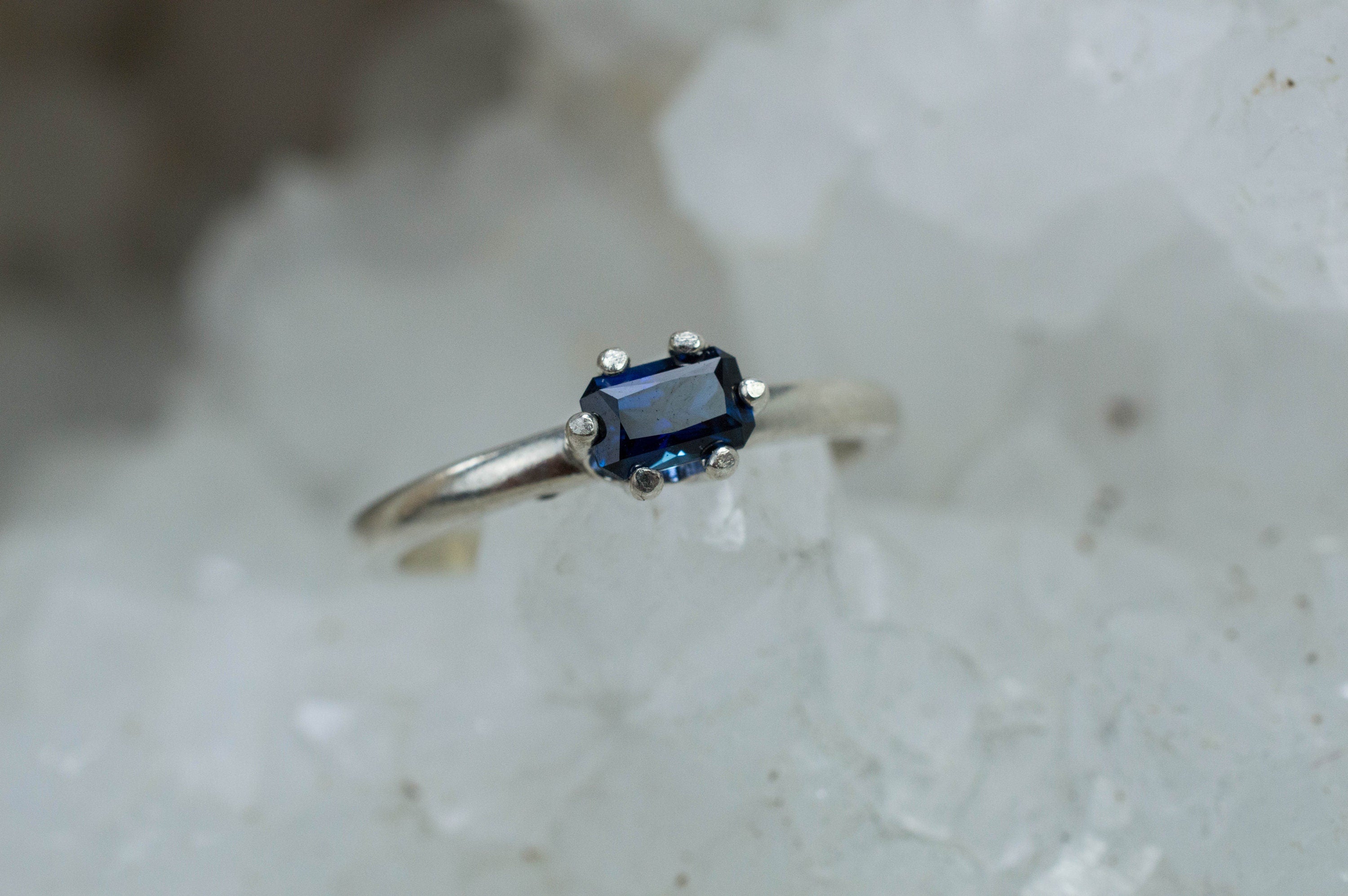 Blue Sapphire Ring, Genuine Untreated Tanzania Sapphire; 0.455cts