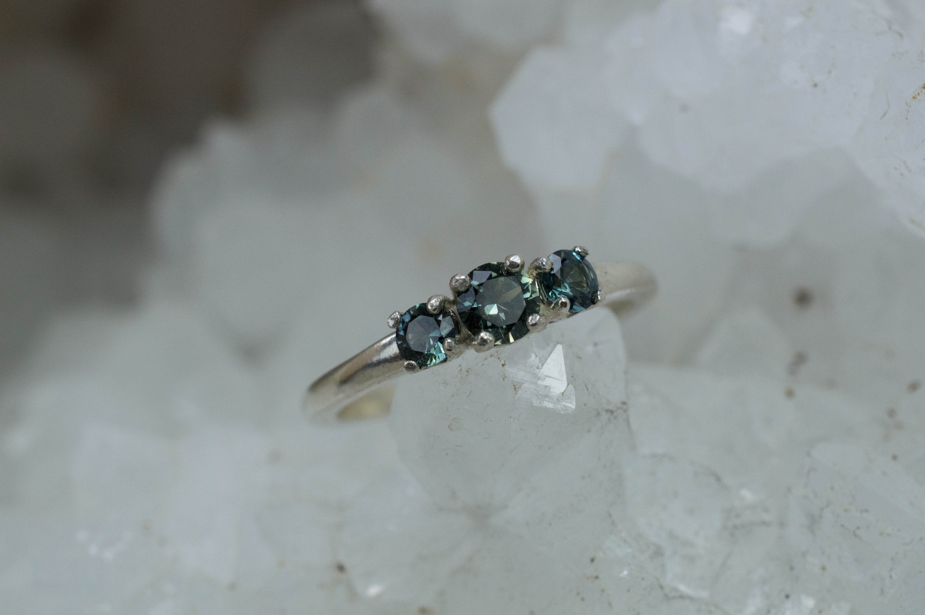 Teal Sapphire Ring, Genuine Untreated Tanzania Sapphire; 0.550cts