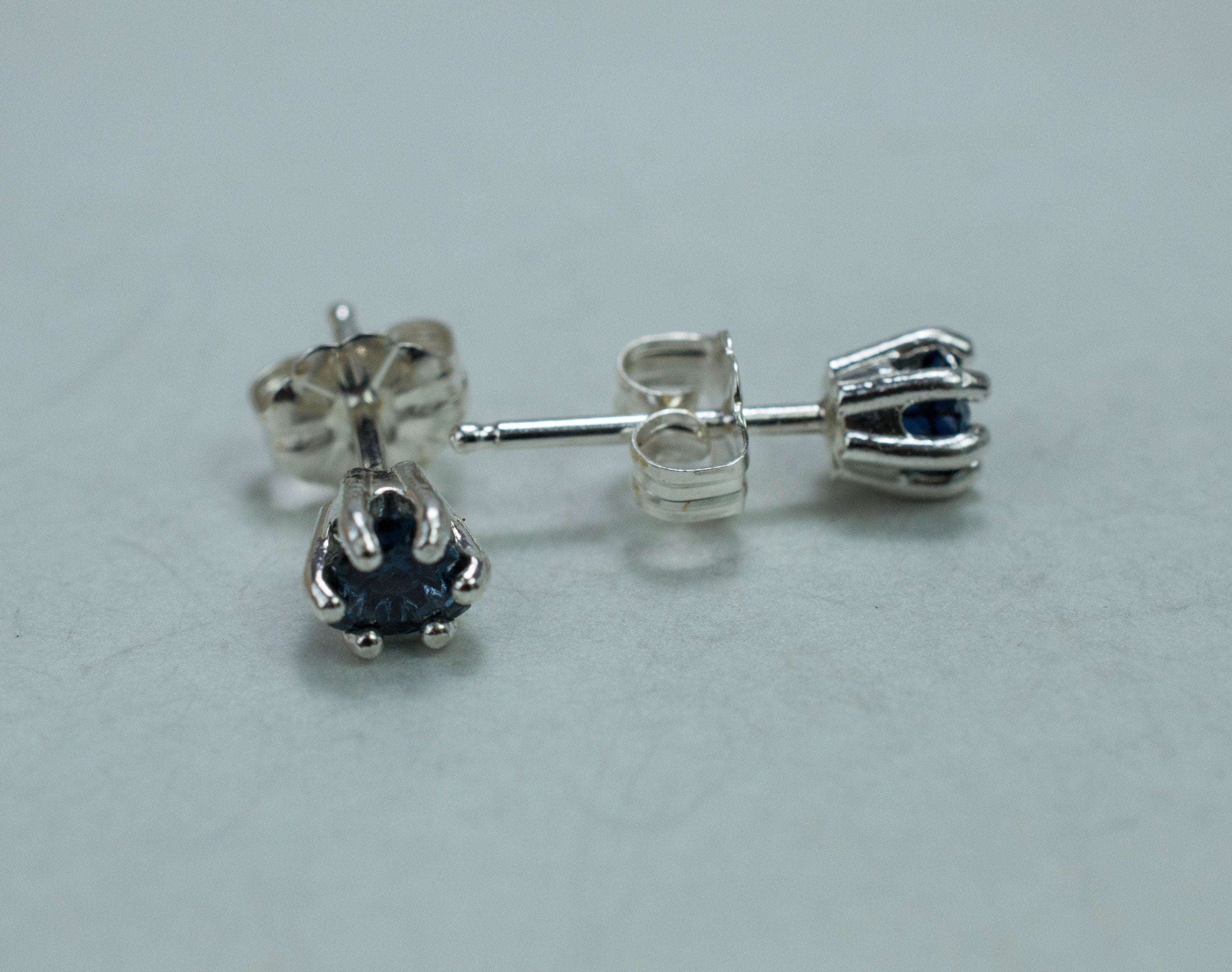 Blue Sapphire Earrings, Genuine Untreated Tanzania Sapphire; 0.565cts