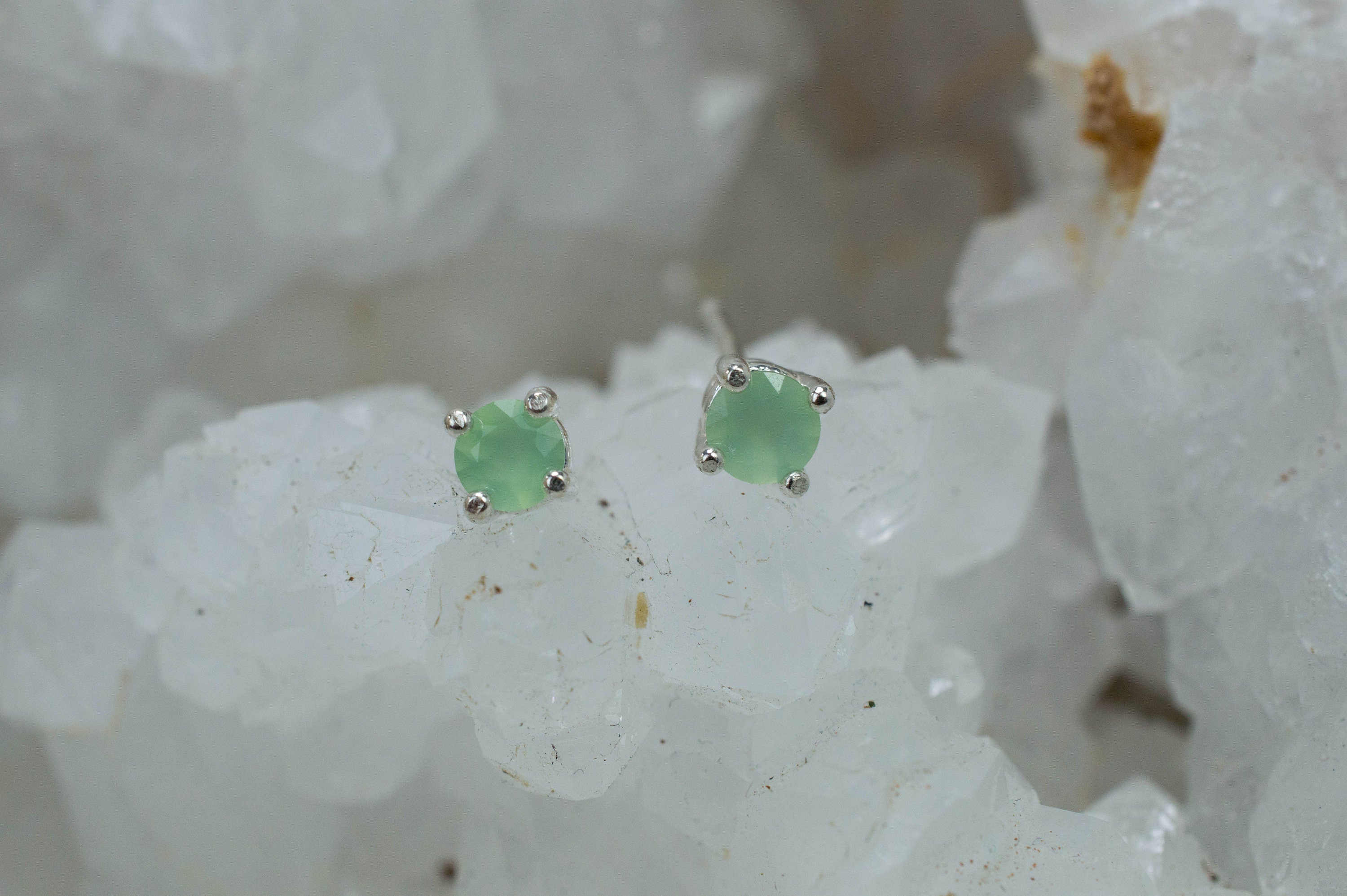 Chrysoprase Earrings, Natural Untreated Australian Chrysoprase; 0.395cts