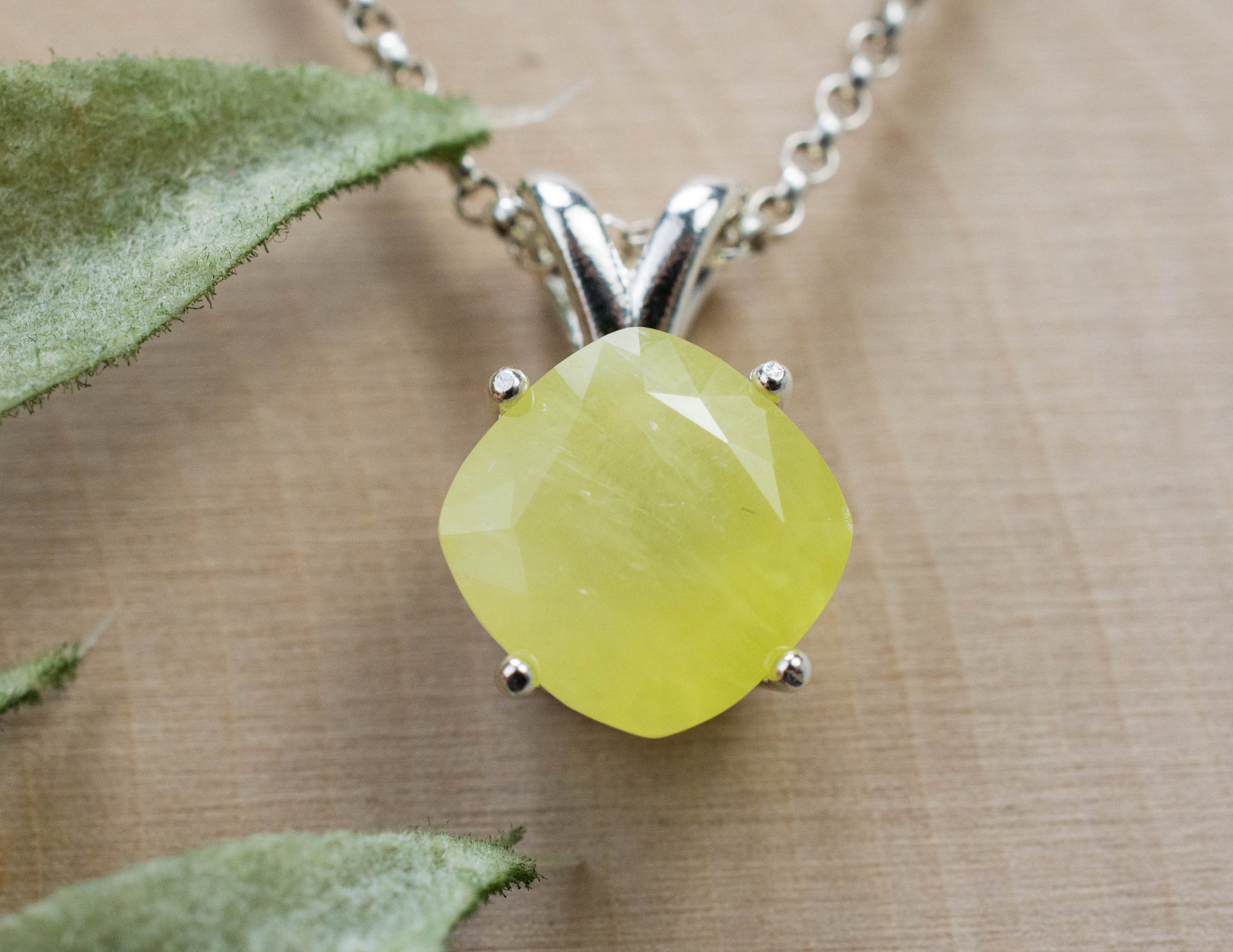 Prehnite Pendant; Natural and Untreated Australia Yellow Prehnite; 3.360cts