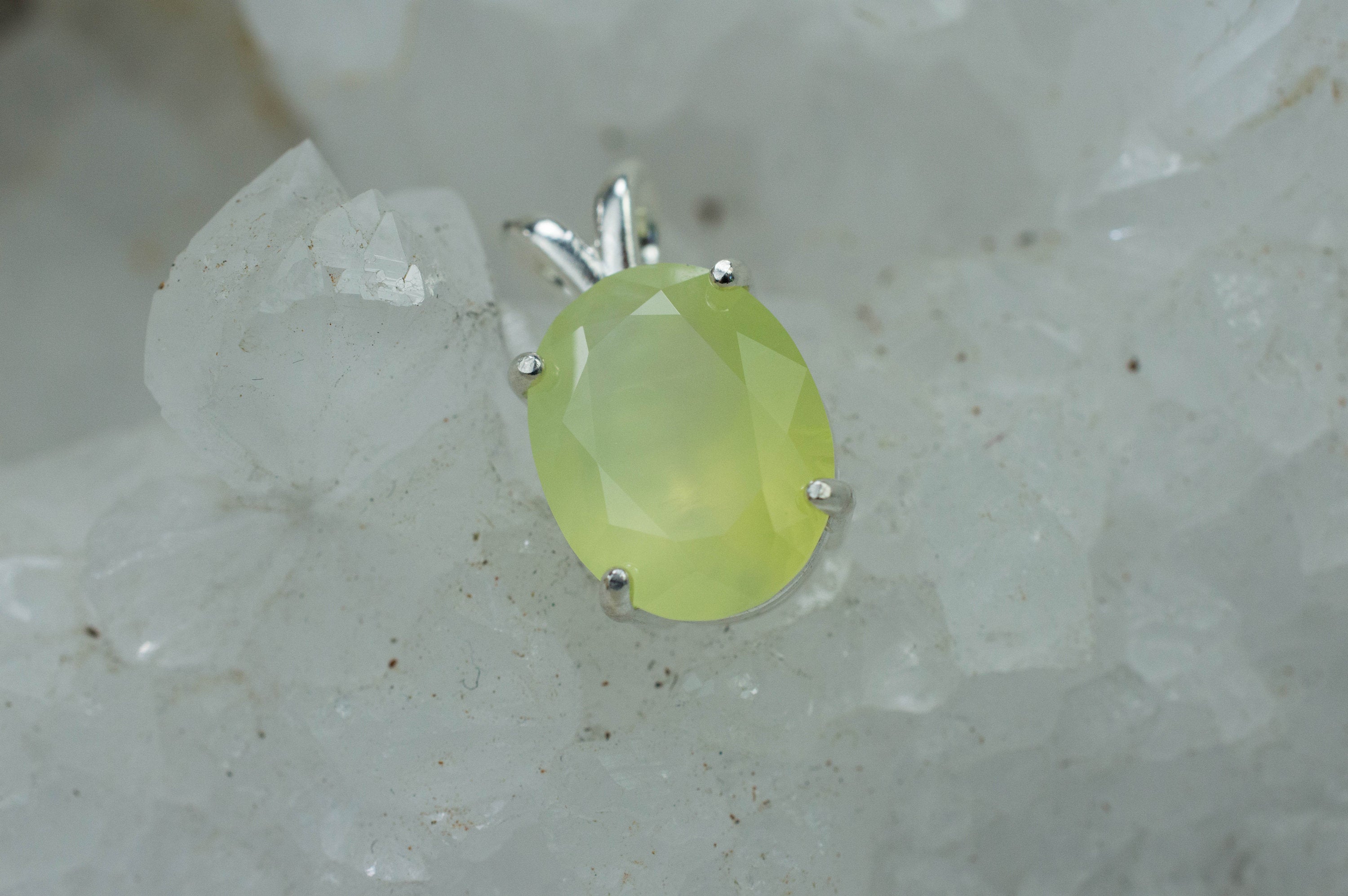 Prehnite Pendant; Natural and Untreated Australia Yellow Prehnite; 4.340cts