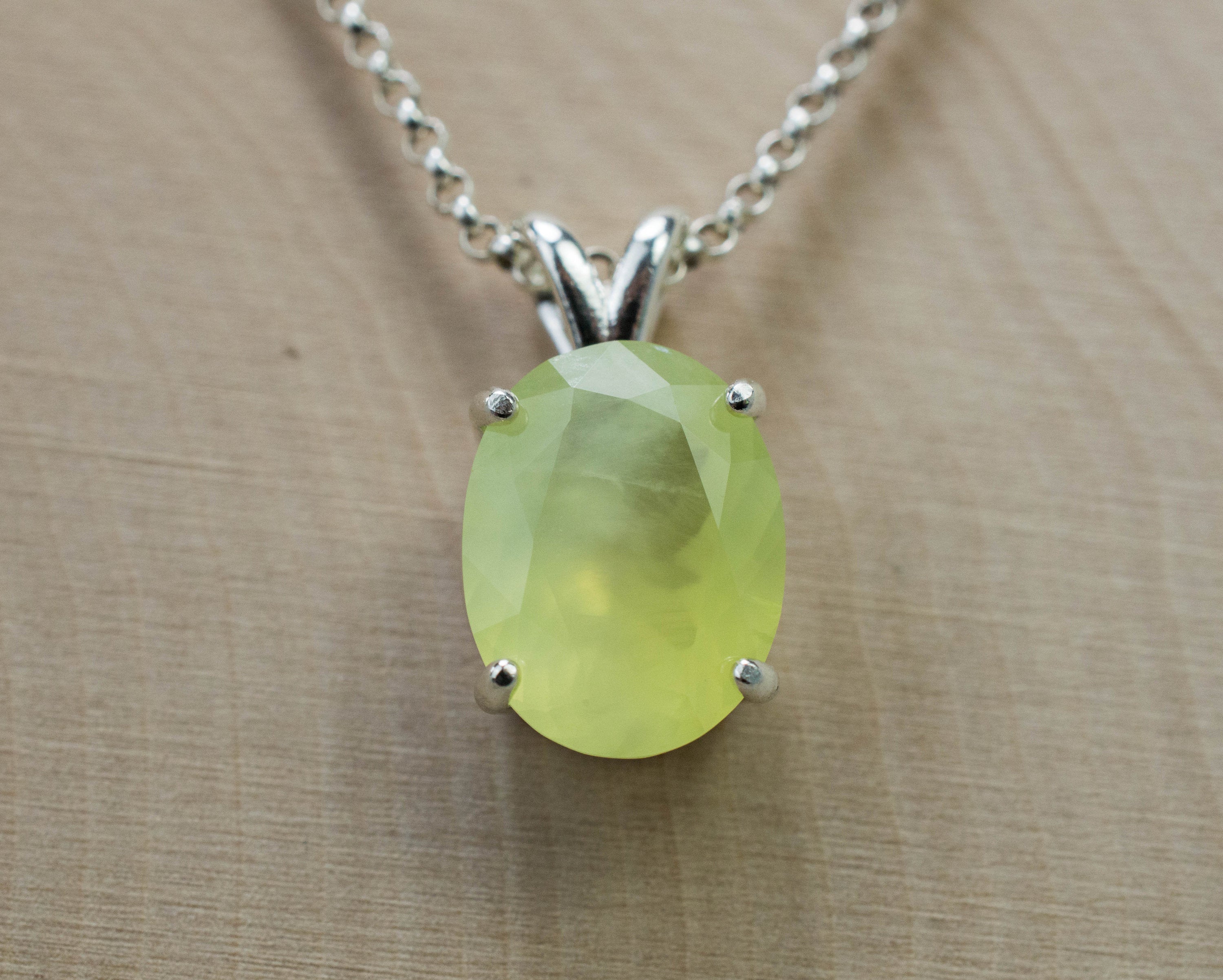 Prehnite Pendant; Natural and Untreated Australia Yellow Prehnite; 4.340cts