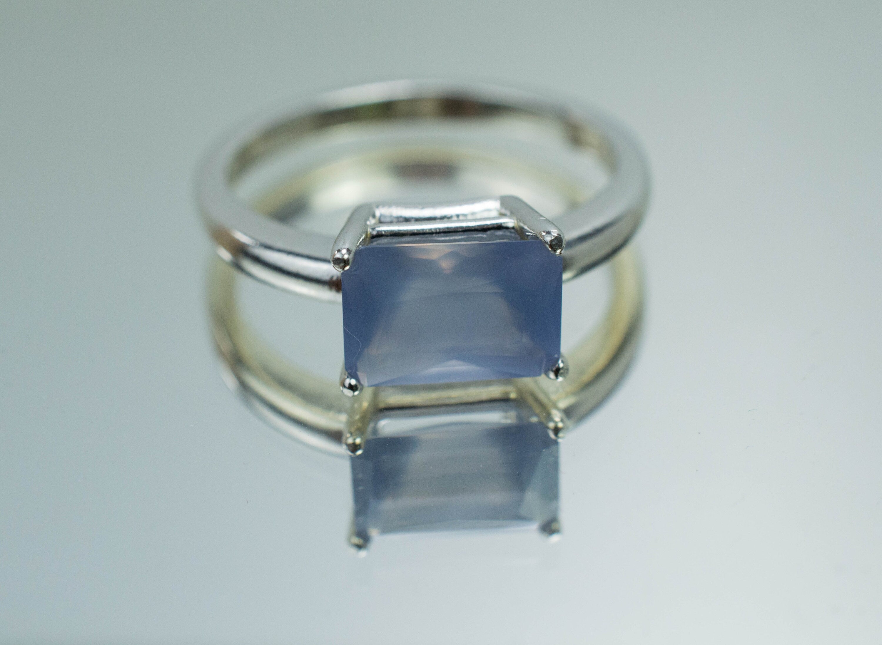 Blue Agate Ring; Natural Untreated Namibia Blue Agate; 1.440cts