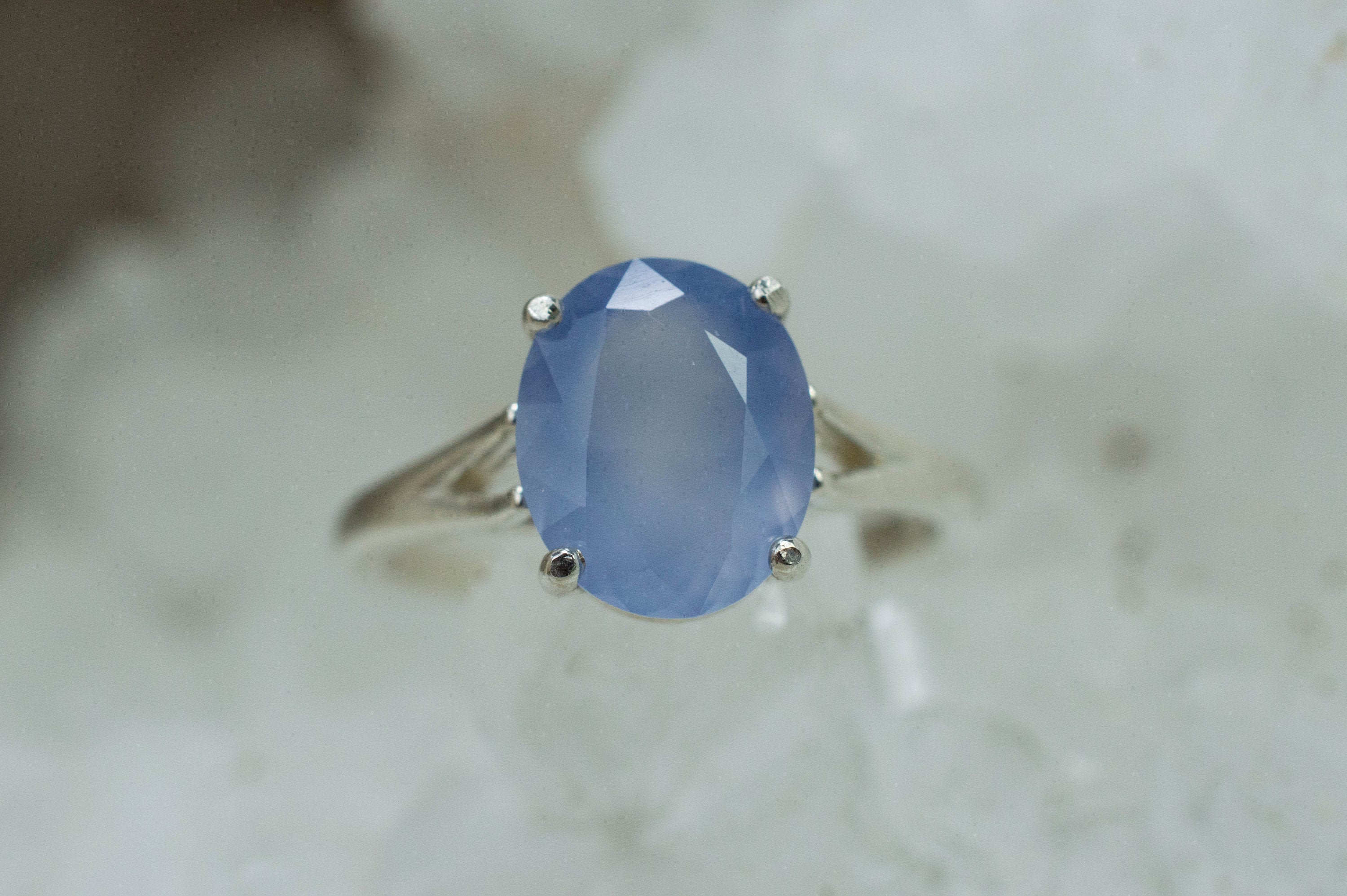 Blue Agate Ring; Natural Untreated Namibia Blue Agate; 2.035cts