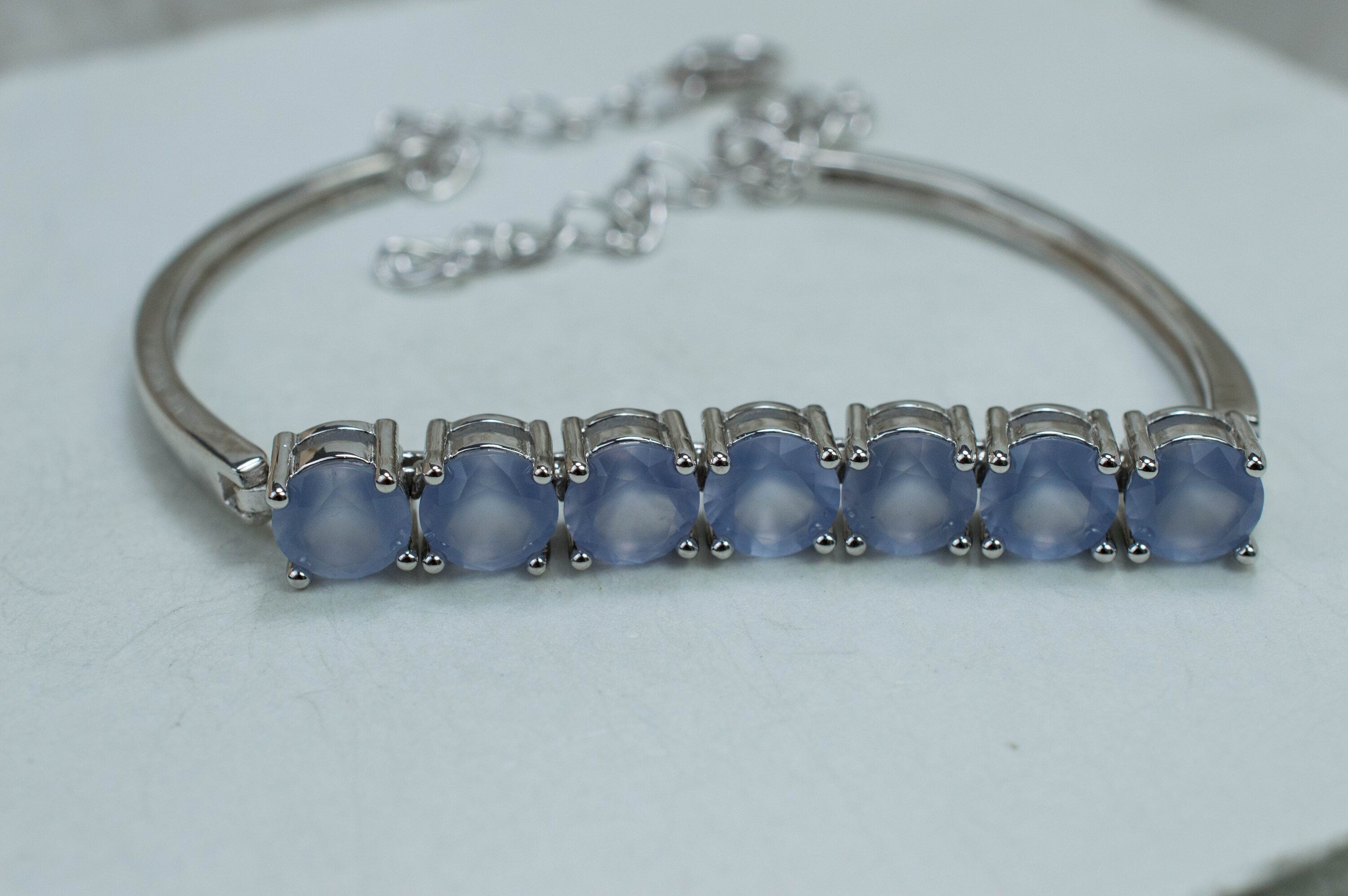 Blue Agate Bracelet; Genuine Untreated Namibia Agate; 4.510cts