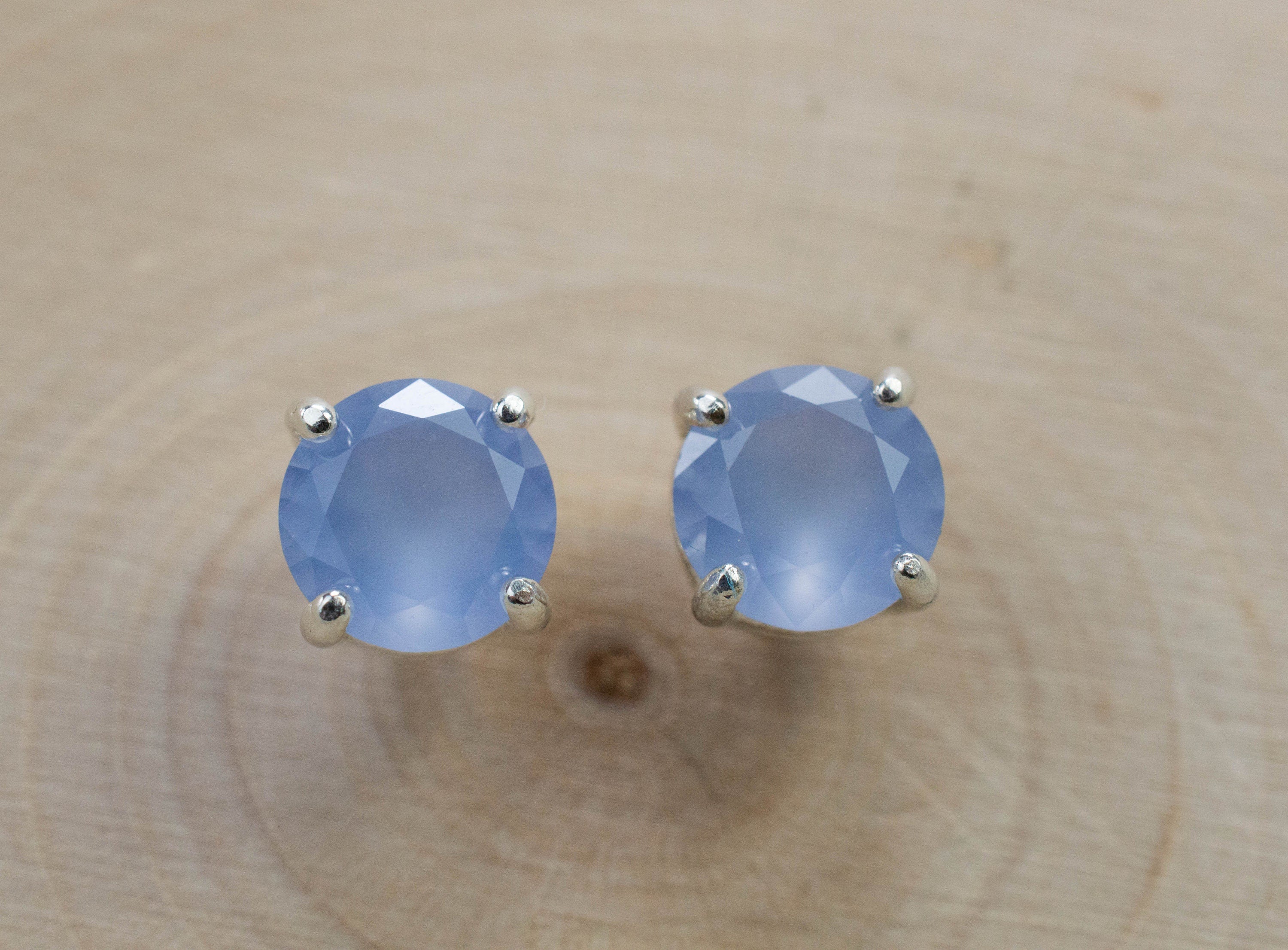 Blue Agate Earrings; Natural Untreated Namibia Agate; 2.000cts