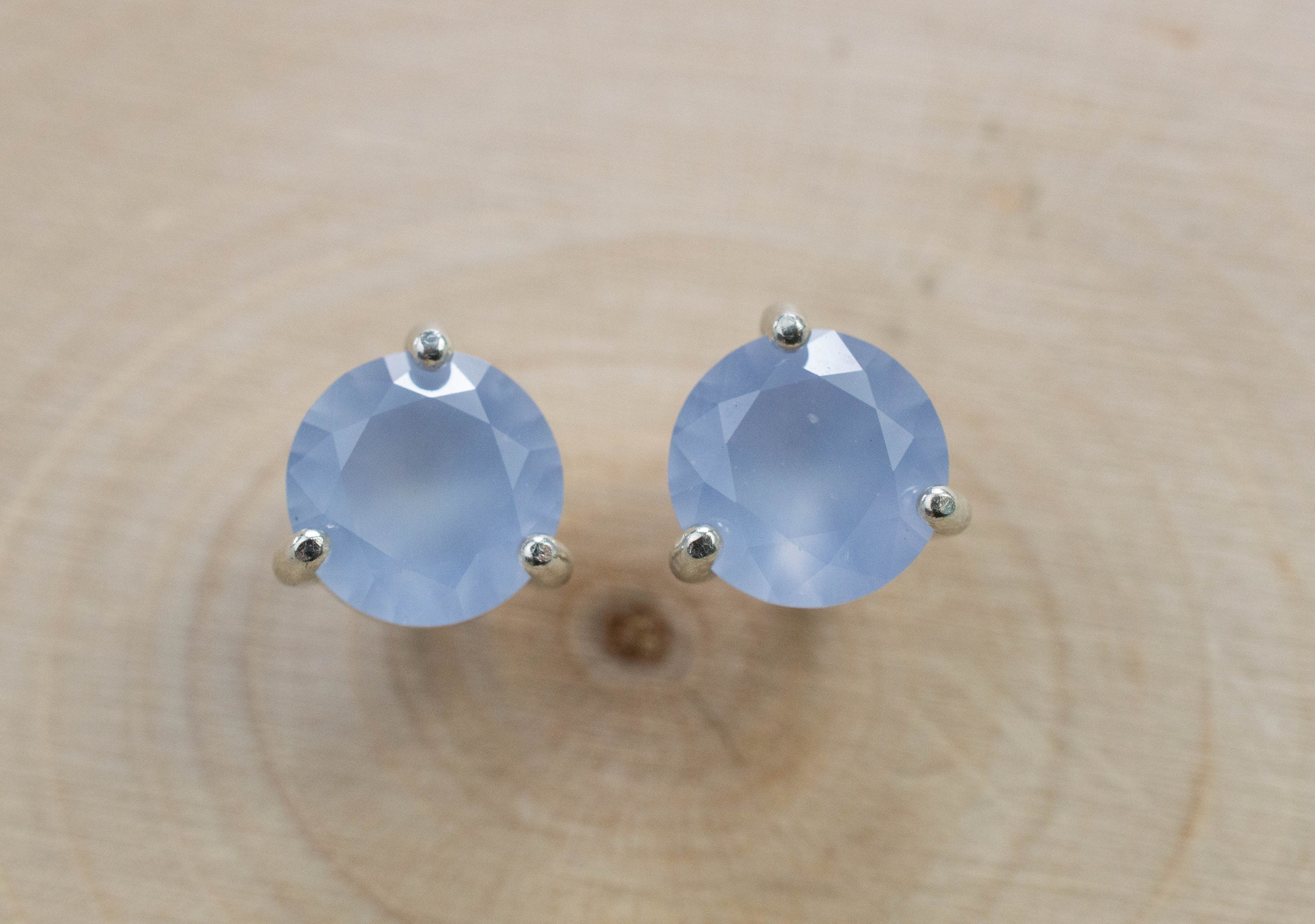 Blue Agate Earrings; Natural Untreated Namibia Agate; 2.060cts