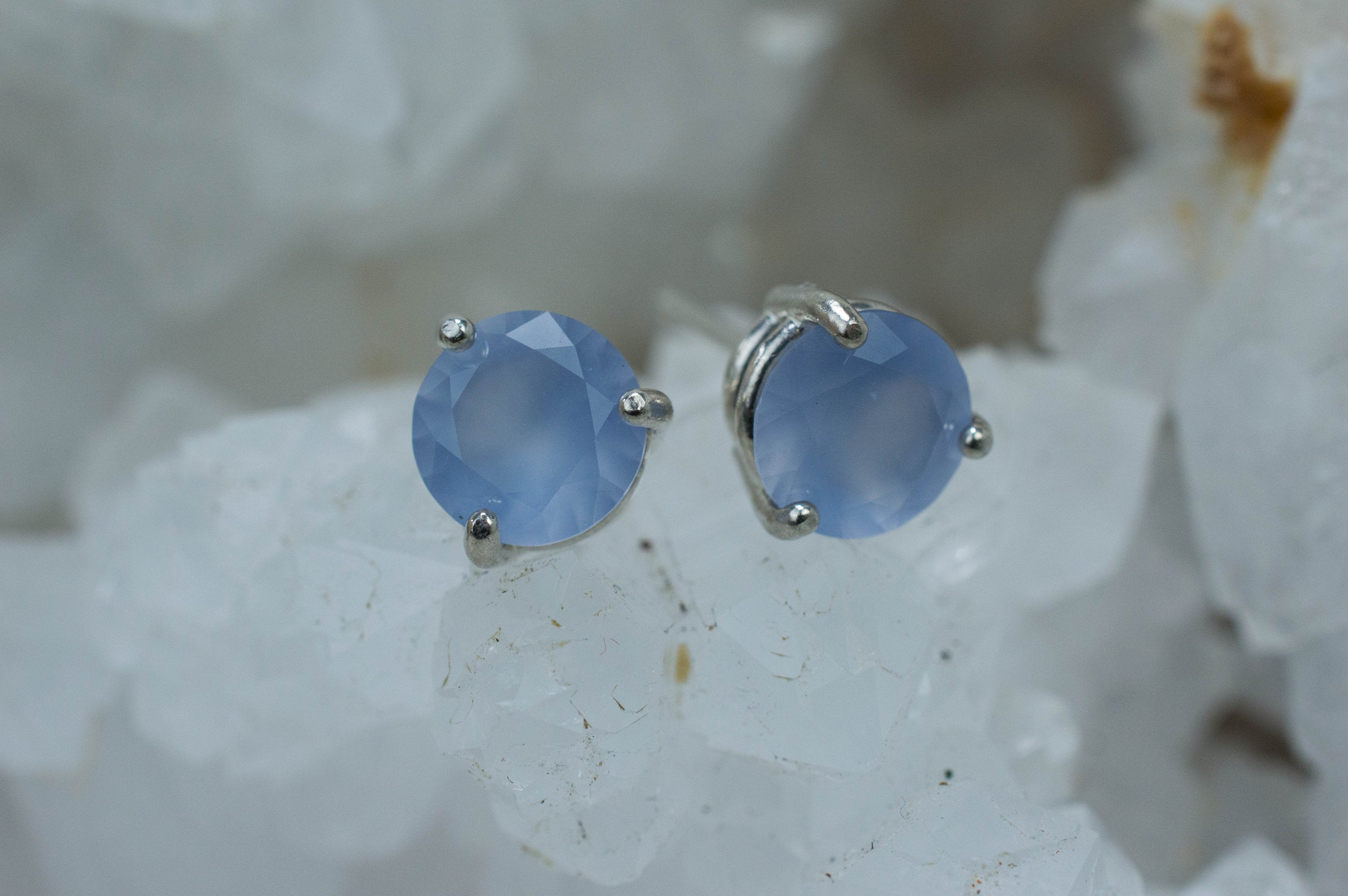 Blue Agate Earrings; Natural Untreated Namibia Agate; 2.060cts