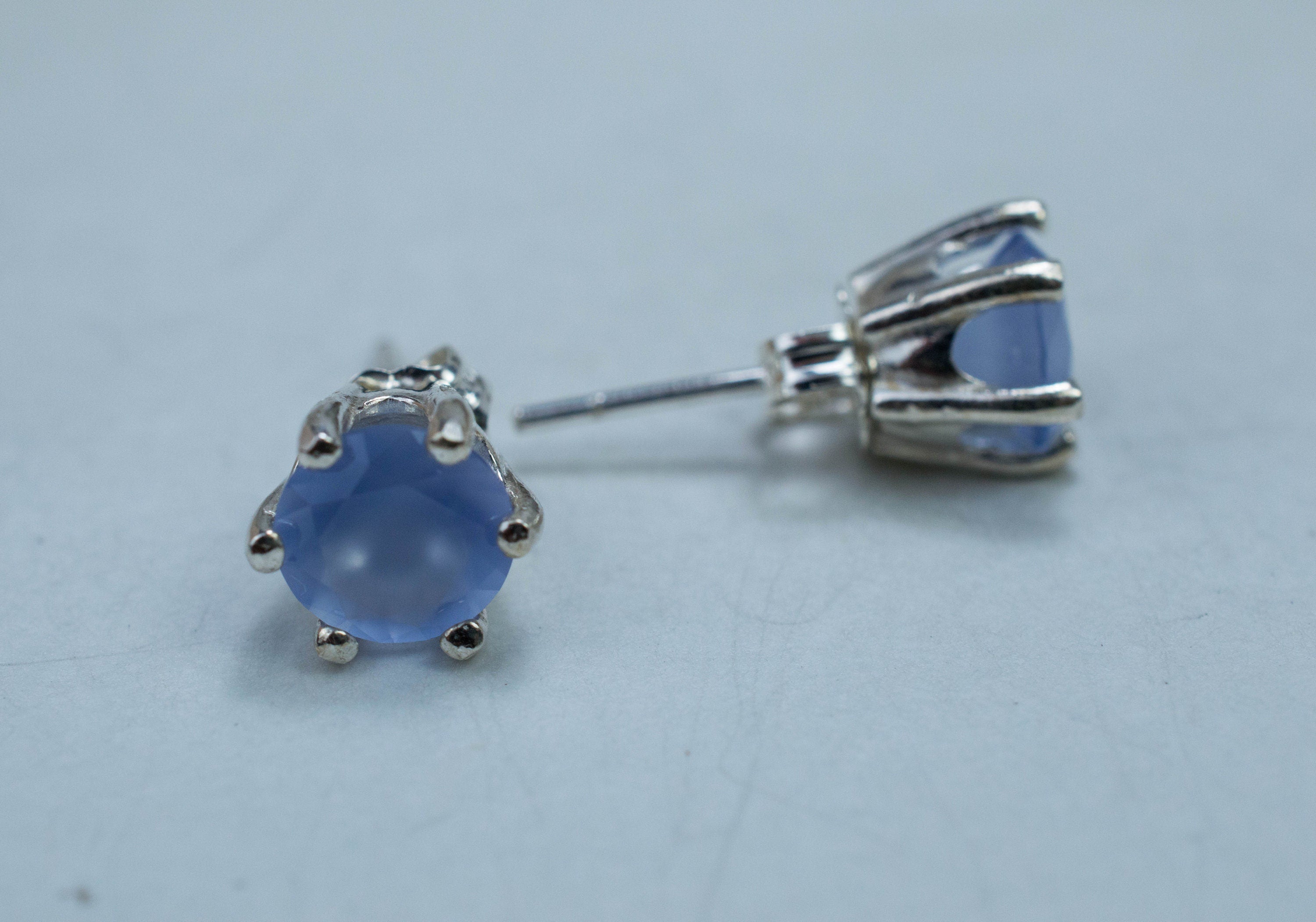 Blue Agate Earrings; Natural Untreated Namibia Agate; 2.085cts