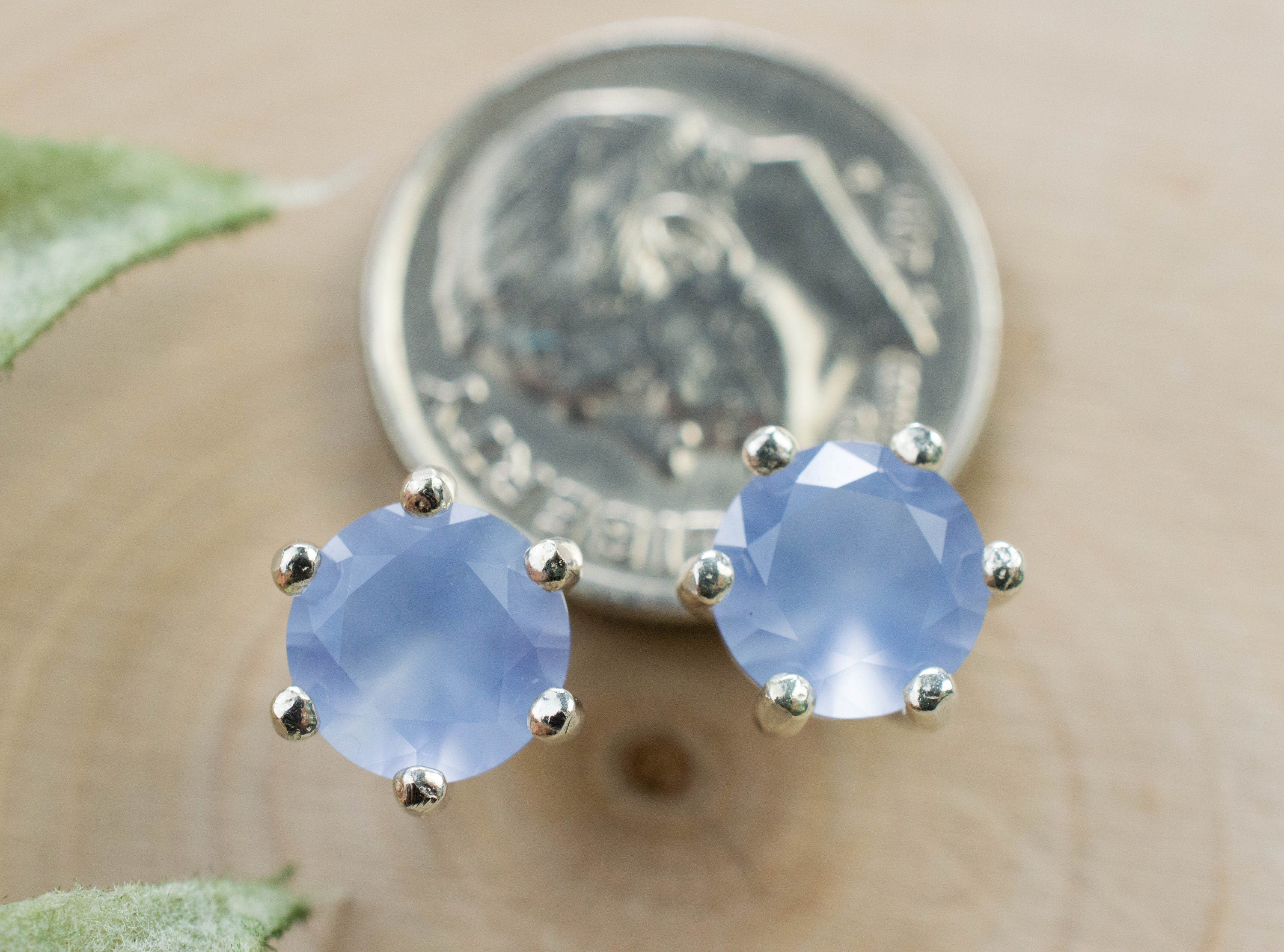 Blue Agate Earrings; Natural Untreated Namibia Agate; 2.085cts