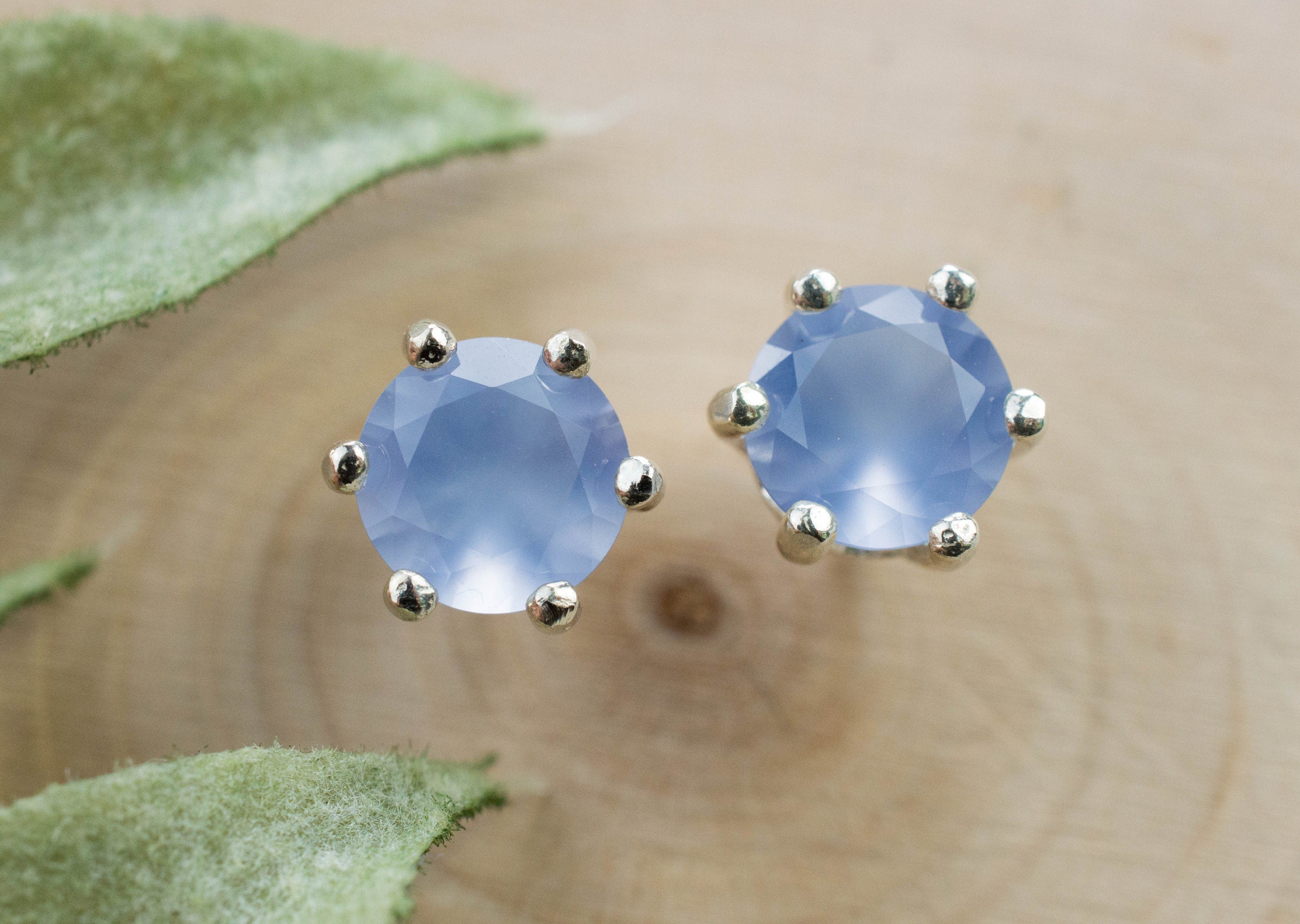 Blue Agate Earrings; Natural Untreated Namibia Agate; 2.085cts