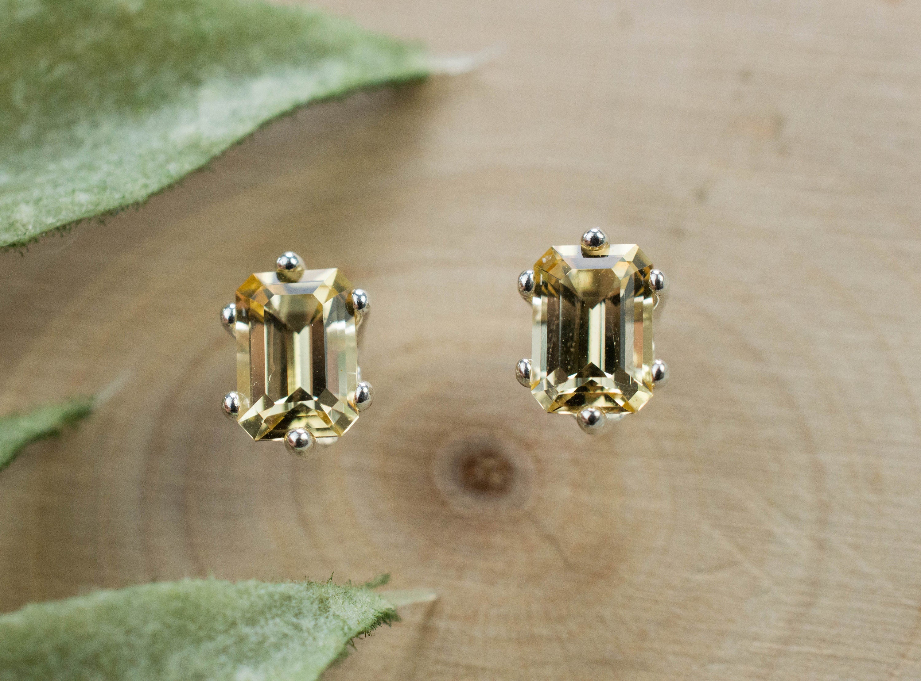 Imperial Topaz Earrings; Natural Untreated Brazil Topaz; 1.100cts