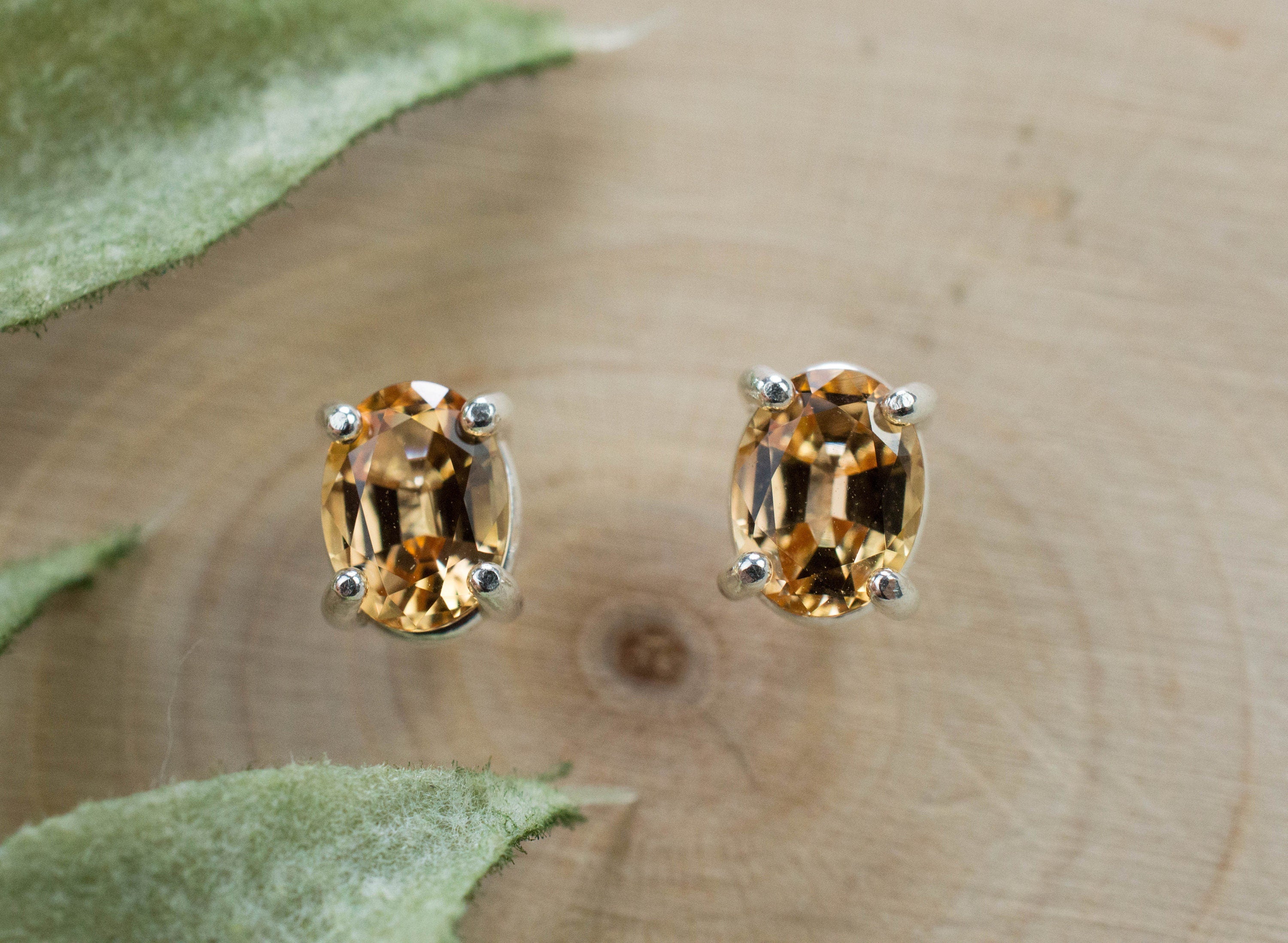 Imperial Topaz Earrings; Natural Untreated Brazil Topaz; 1.360cts